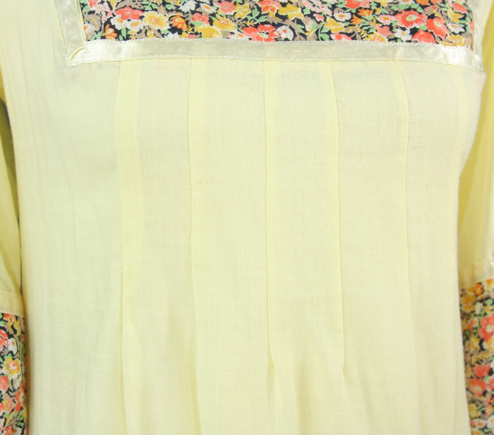 Vintage Paper Moon Yellow Country Floral Prairie Boho Hippie Dress 5 1990s