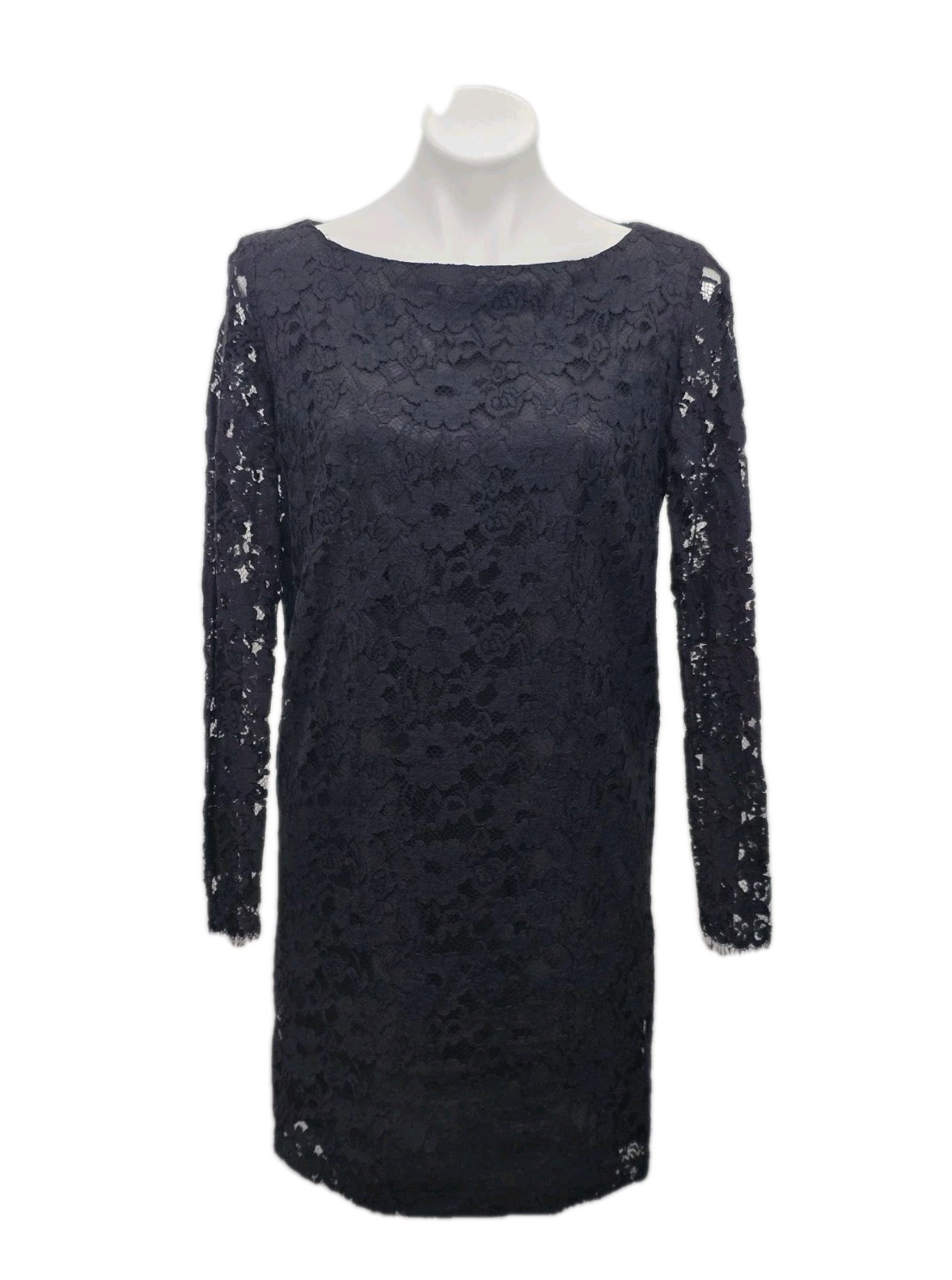 Vintage Henri Bendel Black And Red Lace Long Sleeve Dress, USA Made Tag Size 8