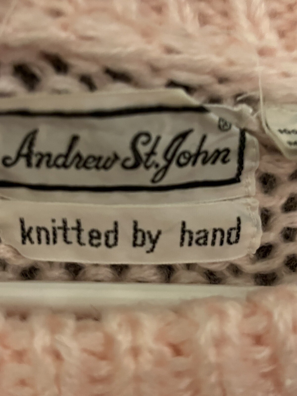 Andrew St. James Women’s Med Pink Sweater Knitted By Hand Classic Preppy VTG