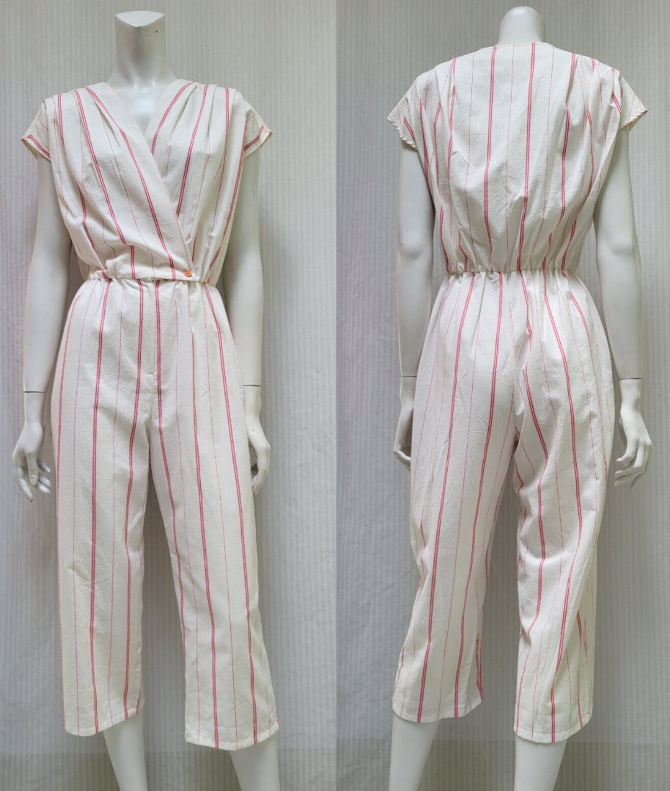 Vintage 1980/90s YOU BABES II Fritzi Pink Stripe Jumpsuit – Size S