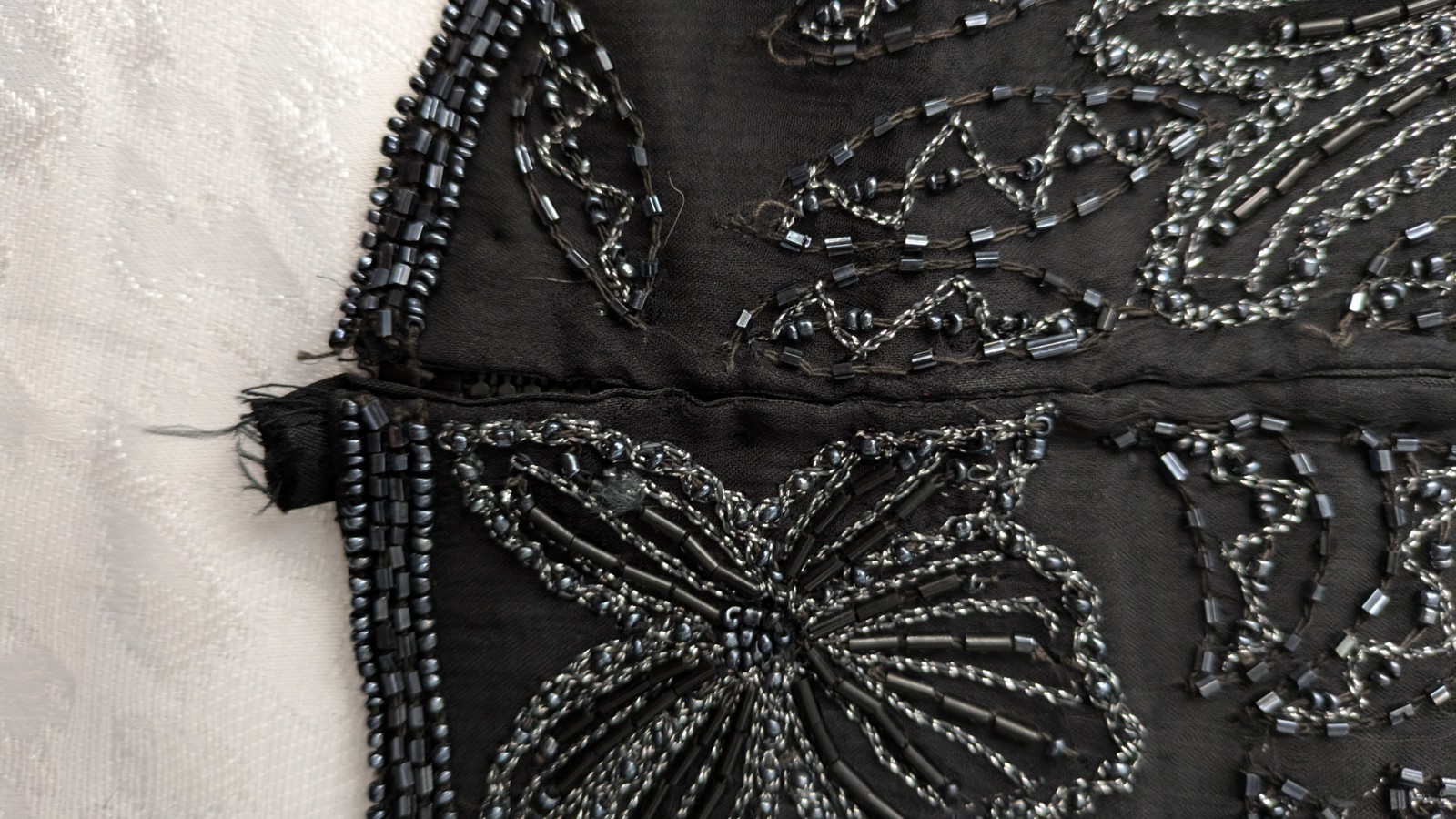Vintage Laurence Kazar Black Silk Beaded Evening Bridal Shell Sleeveless Top 1X