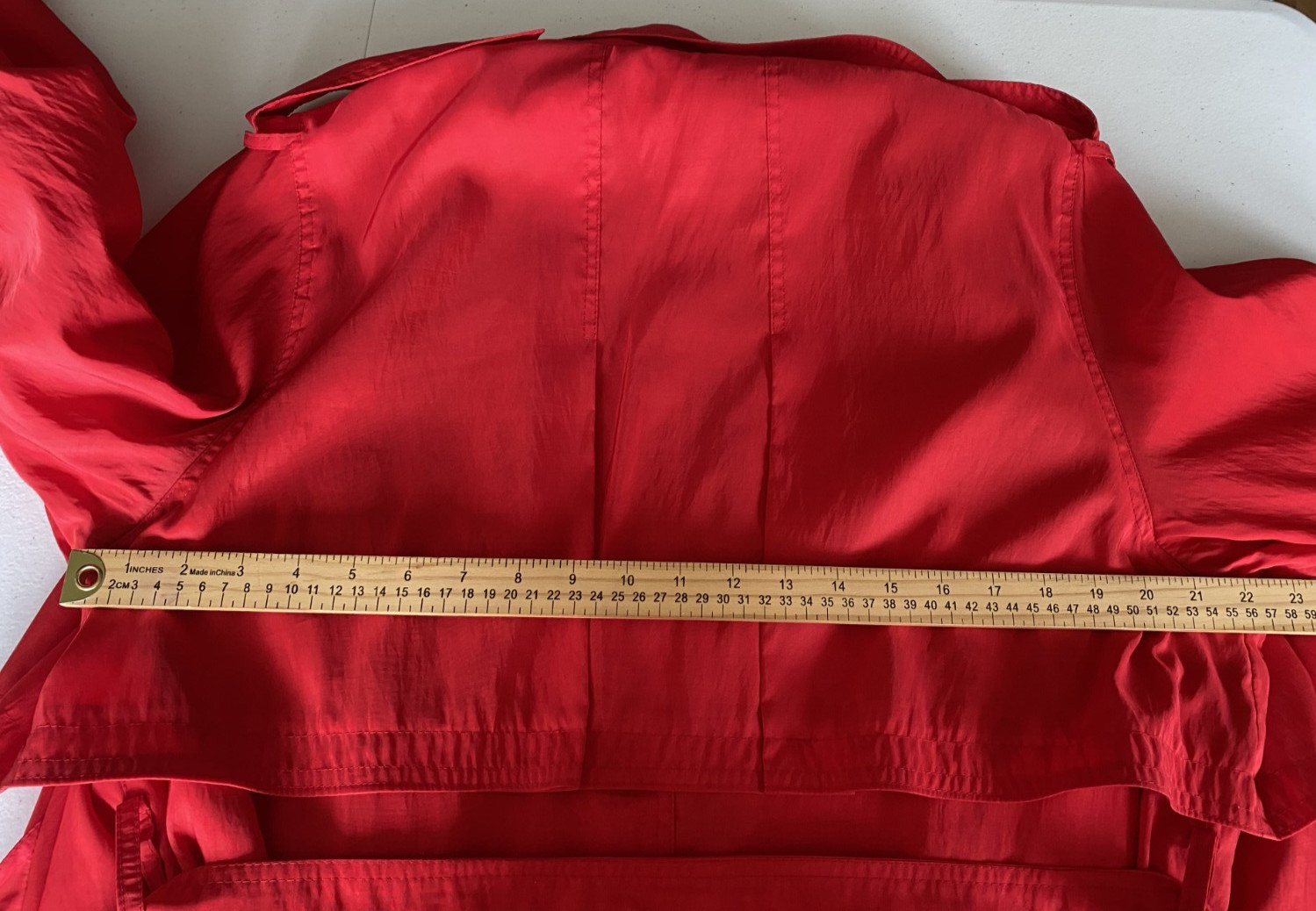 New York Harbor Petite 14 Full Length Red Trench Rain Coat w Polka Dots