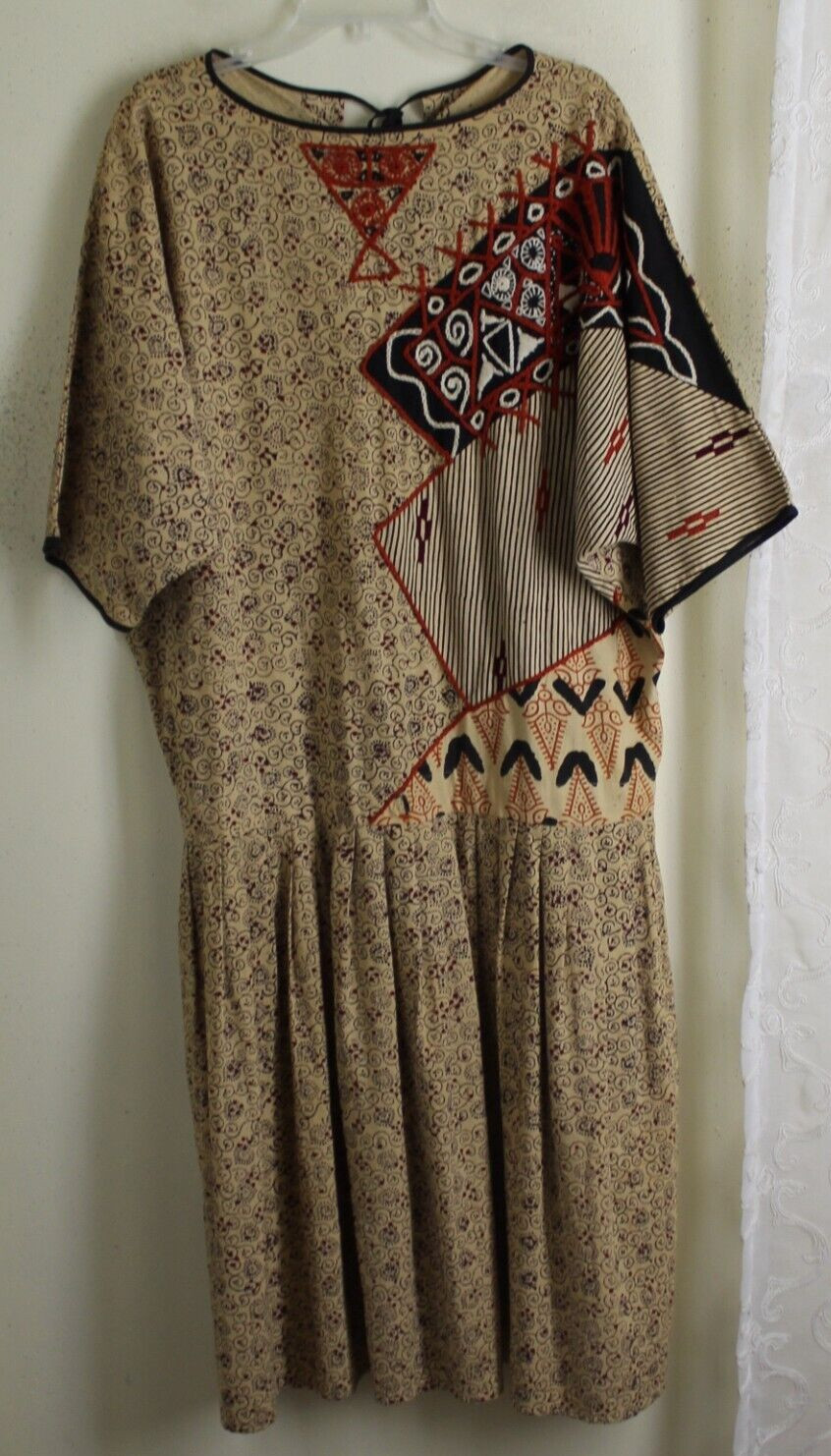 Vintage Very Funky Indian Ethnic Art-to-Wear Lagenlook Tribal Art Dress M L XL