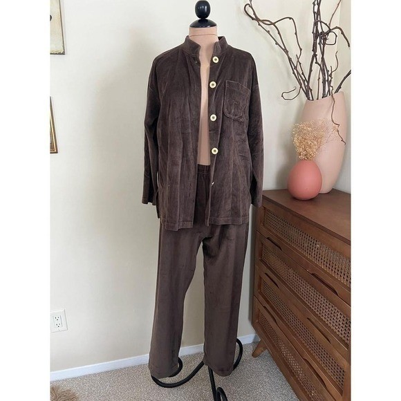 Vintage SK Sport Brown Velour Two Piece Lounge Set