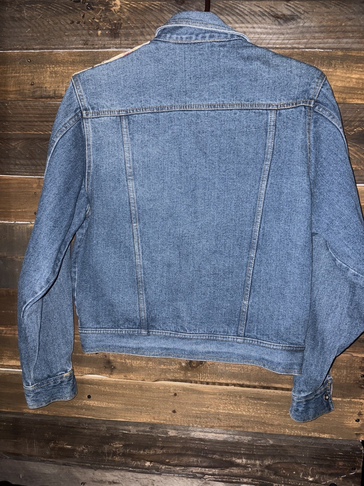 Vintage Passports Pier 1 Imports Boho Denim Jacket Womens Modern Large L Silk