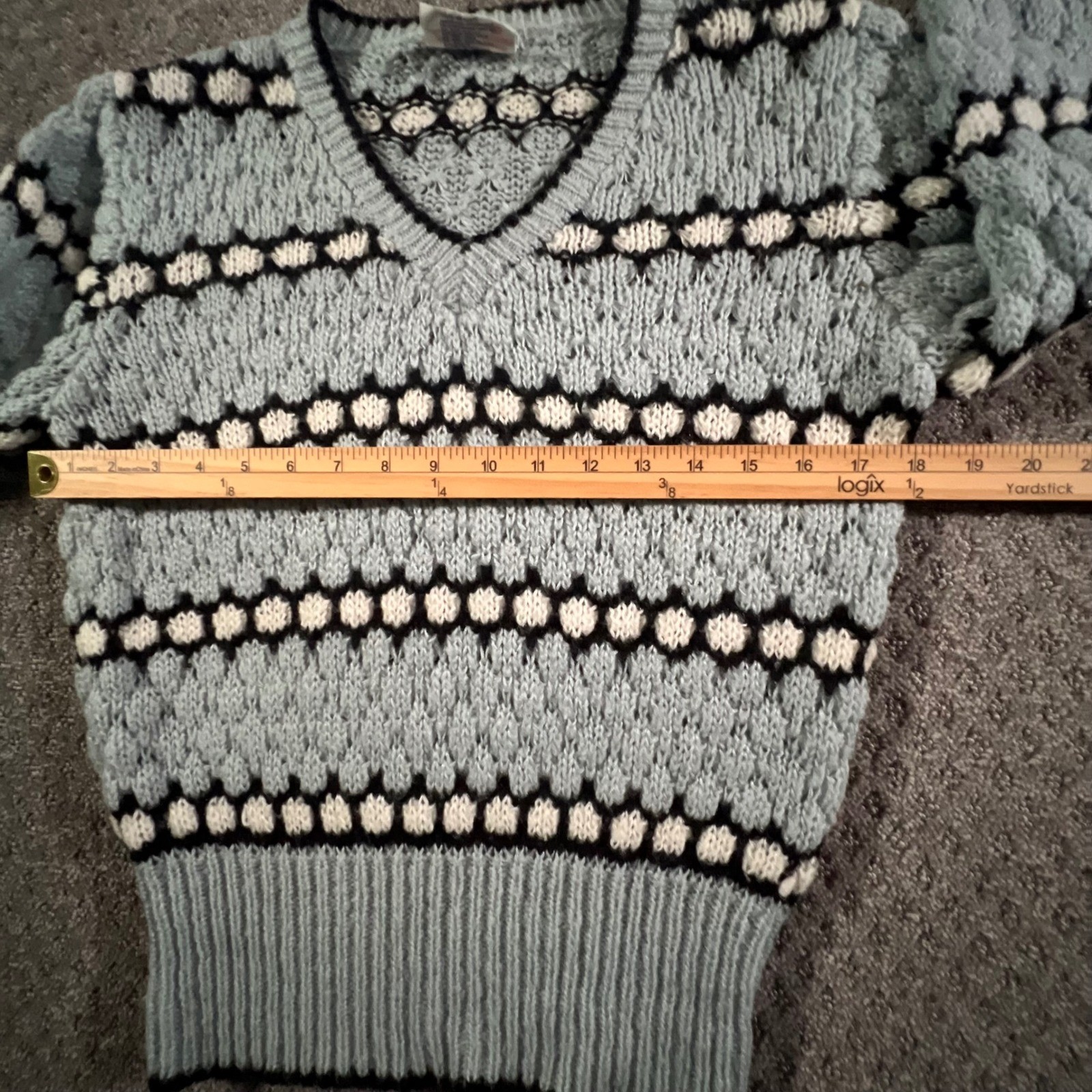 Western Connection Sweater Womens Medium Blue Vintage 80s Popcorn Knit V-Neck