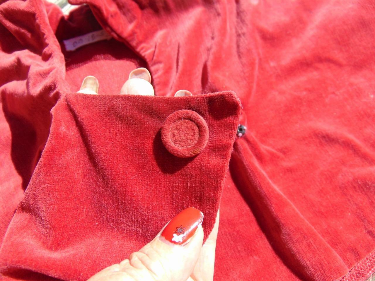 VTG 30S RED VELOUR CAPLET SMALL SIZE