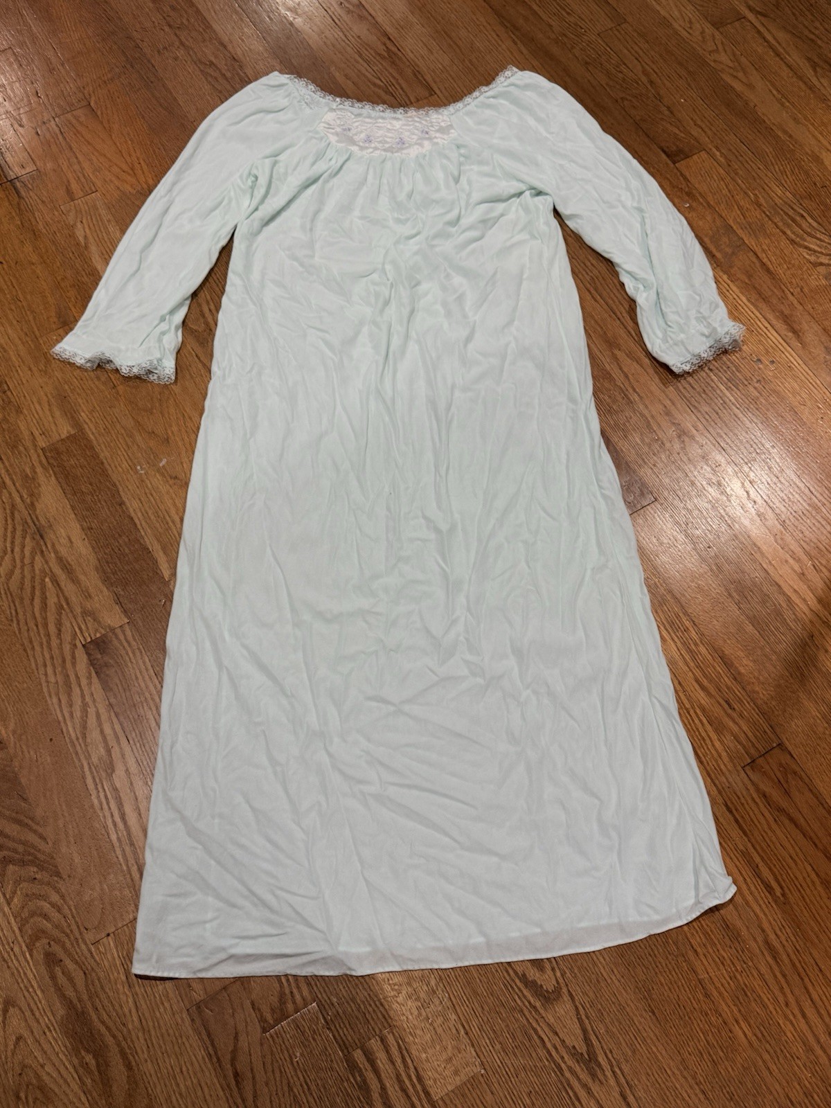 Vintage Erica Loren Light Mint Green Nightgown Long Sleeve Size Large