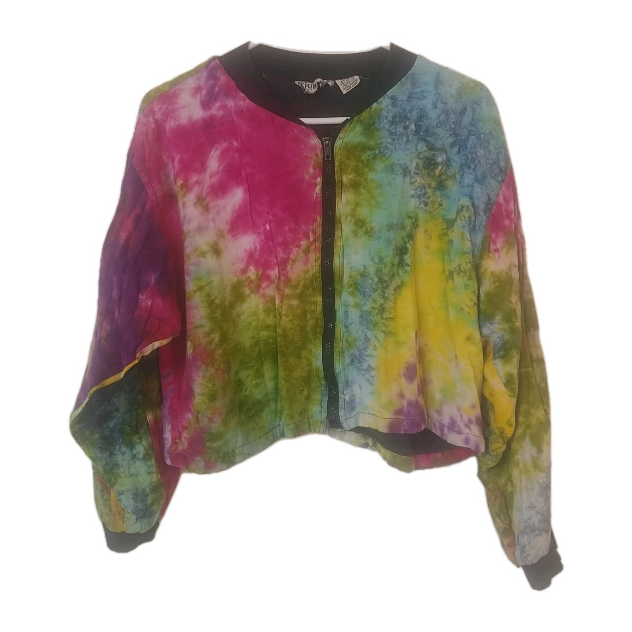 Vintage Tie-dye Cropped Jacket ~*SPEED LIMIT* SZ M *80’S/90’S* Holes in back*