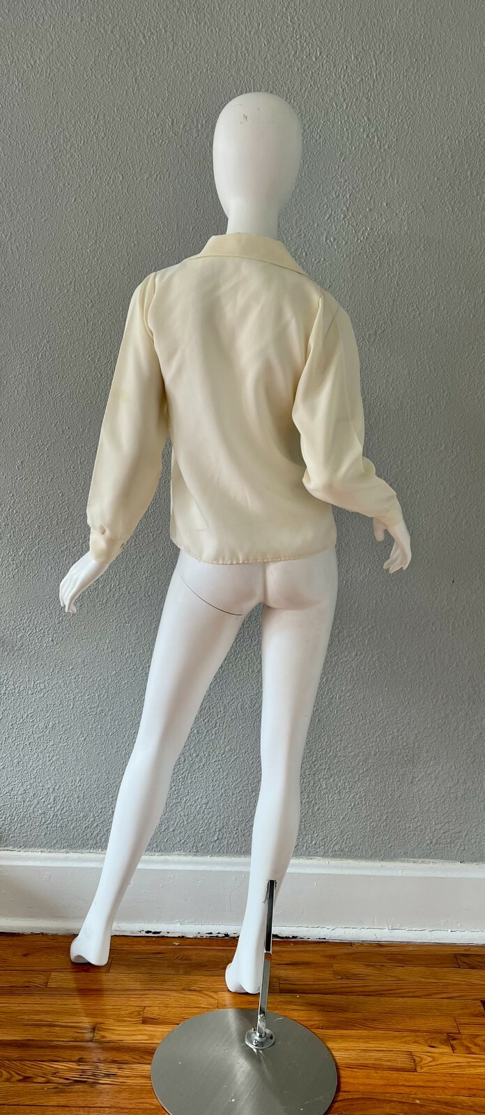 Vintae 70s Ivory Boho Semi Sheer Button Retro Disco Blouse Top S