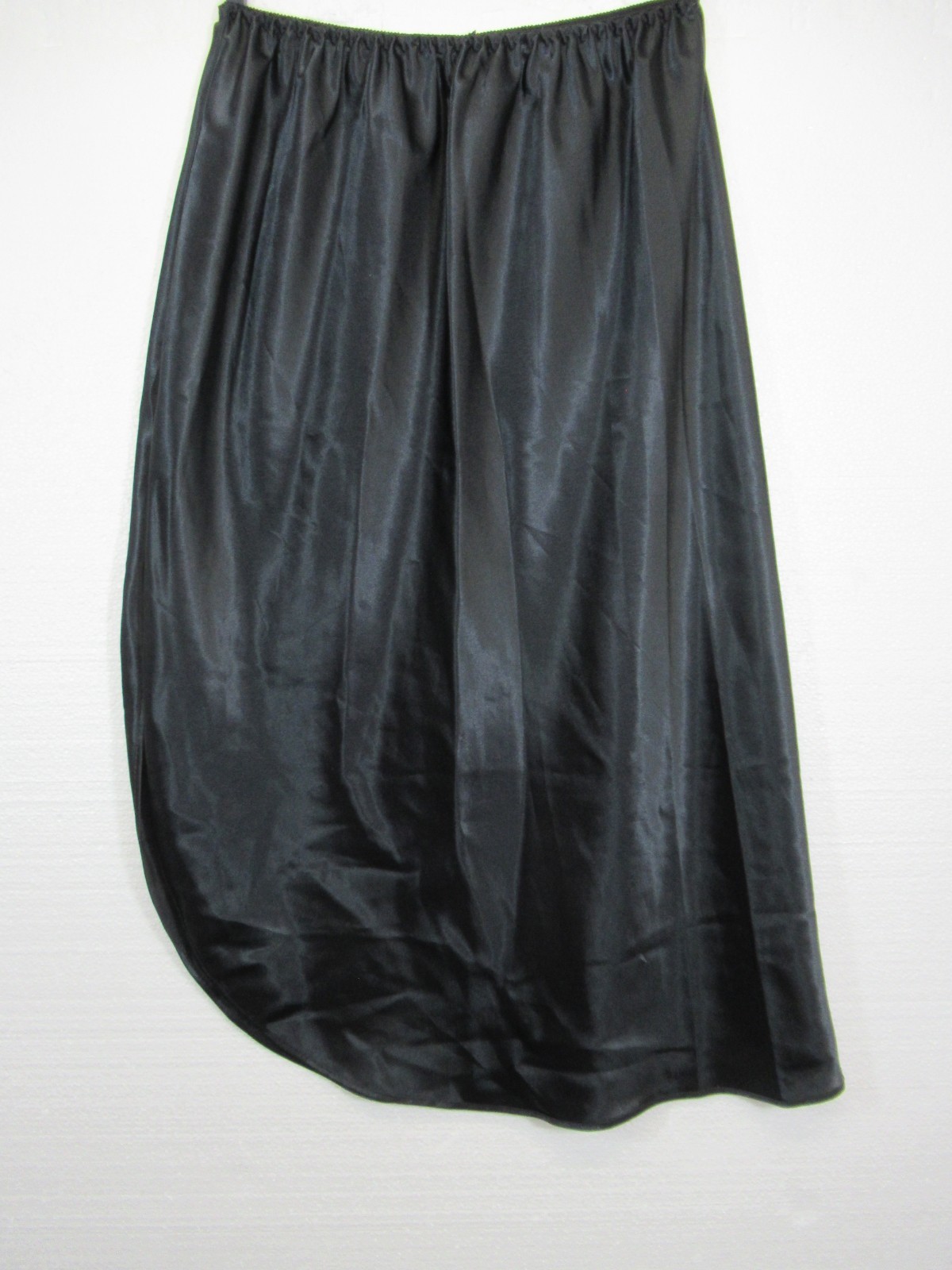 Vintage Farr West Shiny Liquid Satin Half Slip Women Large Black Side Slit