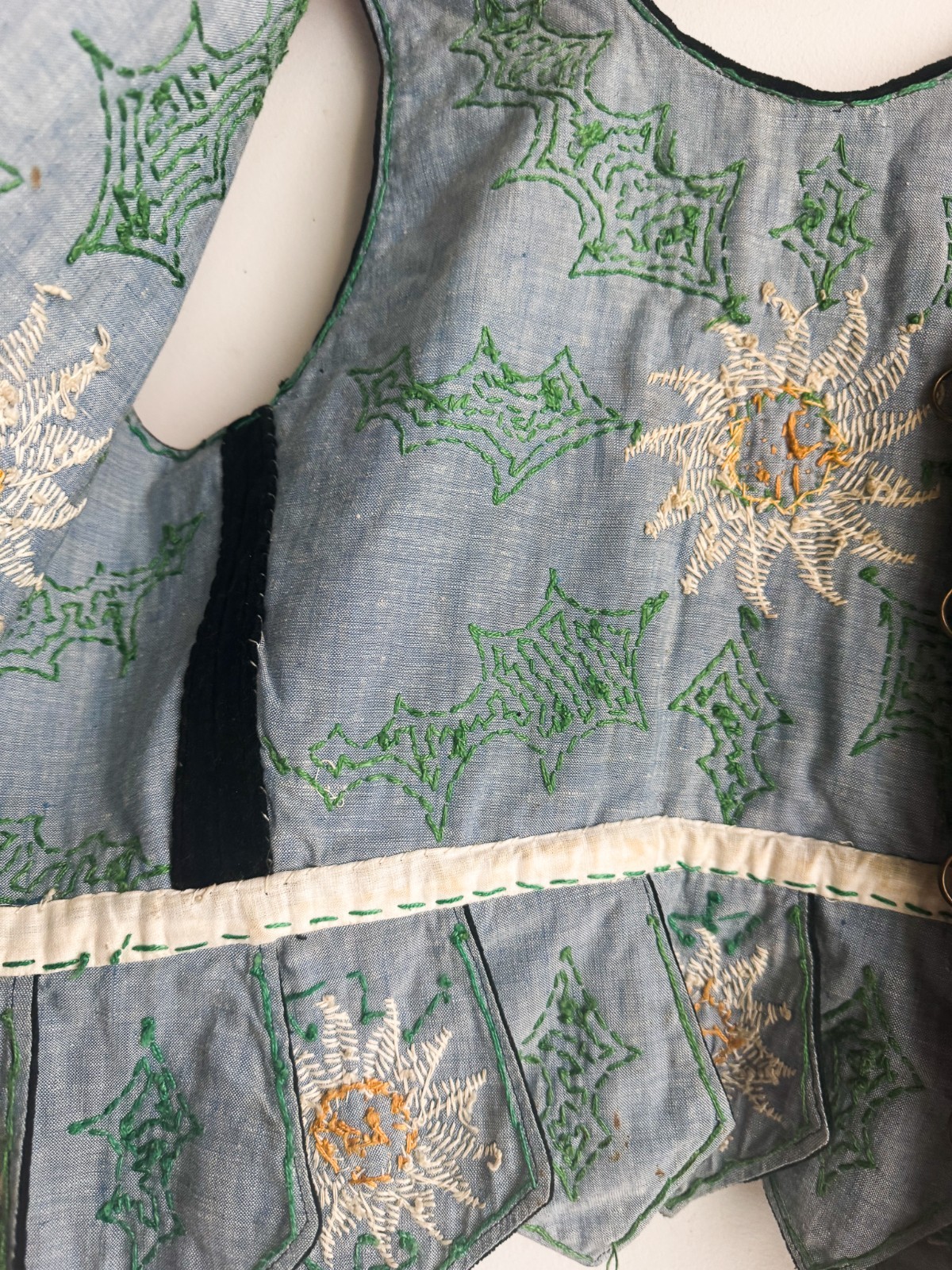 Vintage Handmade Polish Polk Goralski Costume Vest Velvet Beaded Floral S
