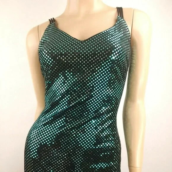 Vintage 90’s LA Glo Black Beaded Velour Formal Prom Dress Size 3/4