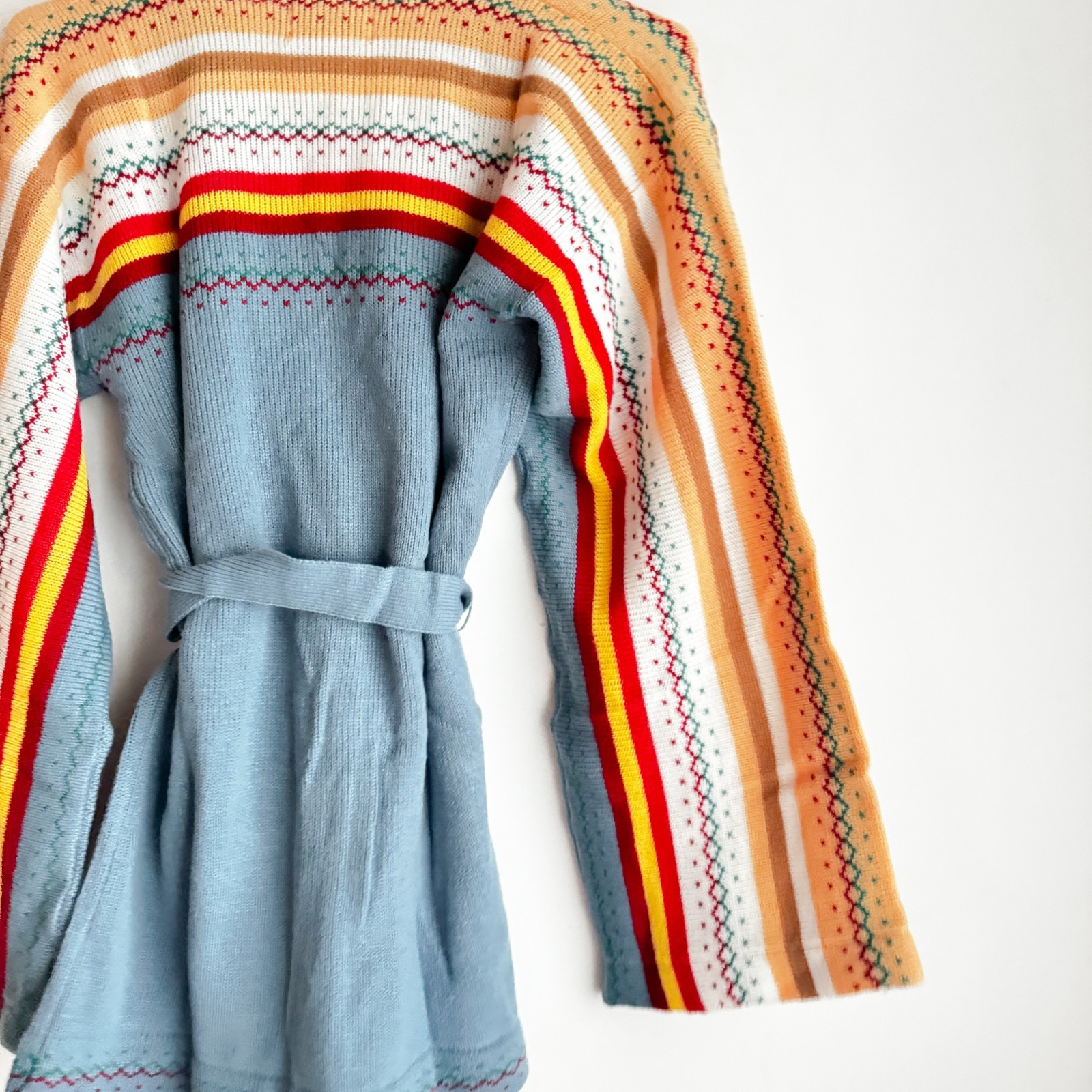 Vintage 70s Helen Sue Deadstock Brand new Unused Bell Sleeve Belted Cardigan M