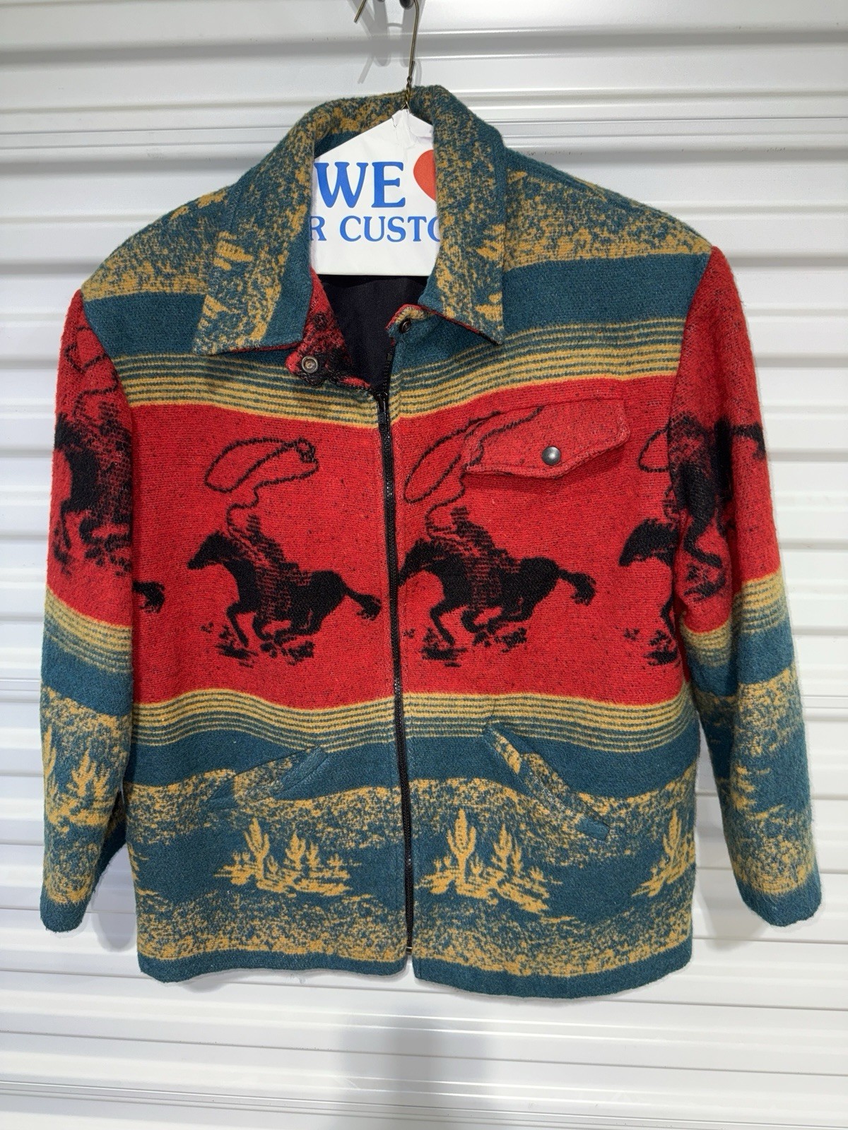 Vintage 1980s Herman Kay Western Rodeo Wool Jacket Size Medium