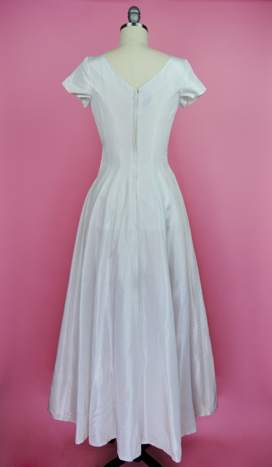 1960s Vintage Emma Domb Ivory Wedding Gown Cotillion Formal Sequin Dress XXS XS
