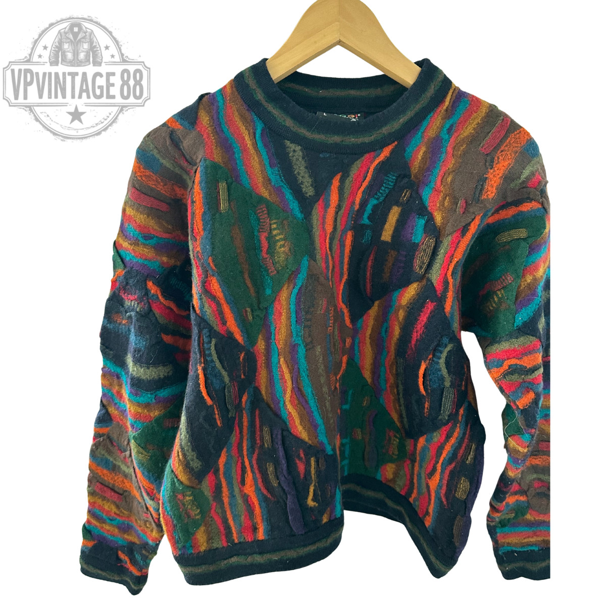 Vintage Coogi 90s Australia Knit Sweater Unisex Bold 3D Colourful Jumper