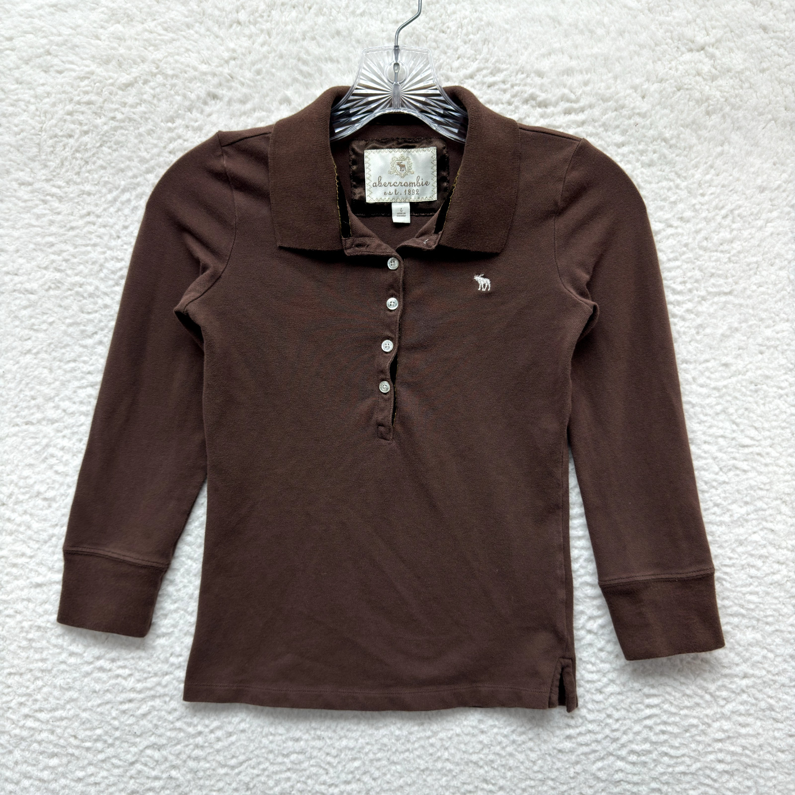 Y2K Vintage Abercrombie Polo Top XS S Brown Bella Swan Fairy Grunge Whimsigoth