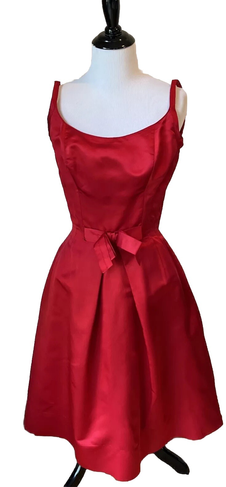Vintage Ceil Chapman Dress 50s Red Spaghetti Straps Rare 🍒🍒 Bow