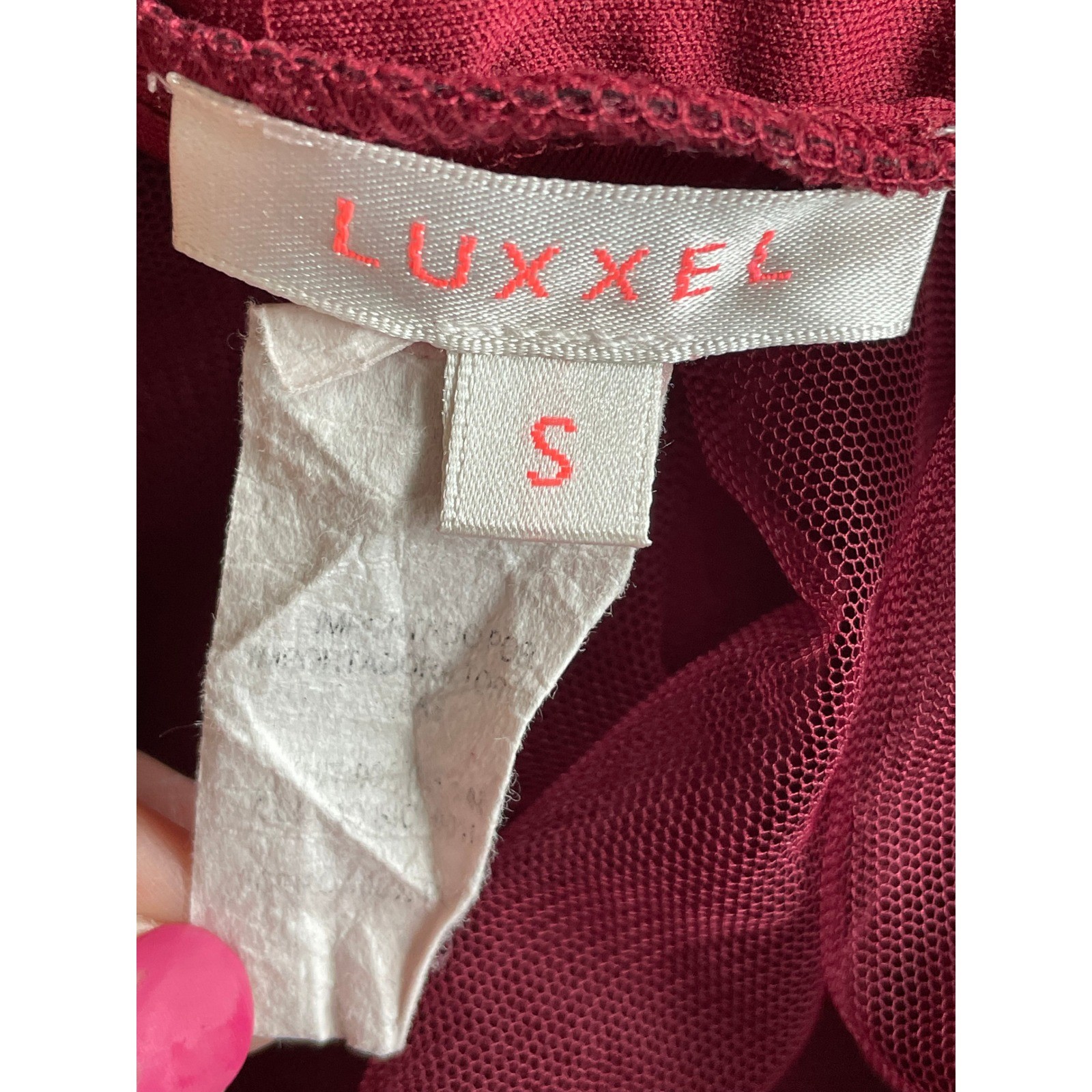 Luxxel Maroon Dark Red Deep V-Neck Spaghetti Formal Dress Size Small