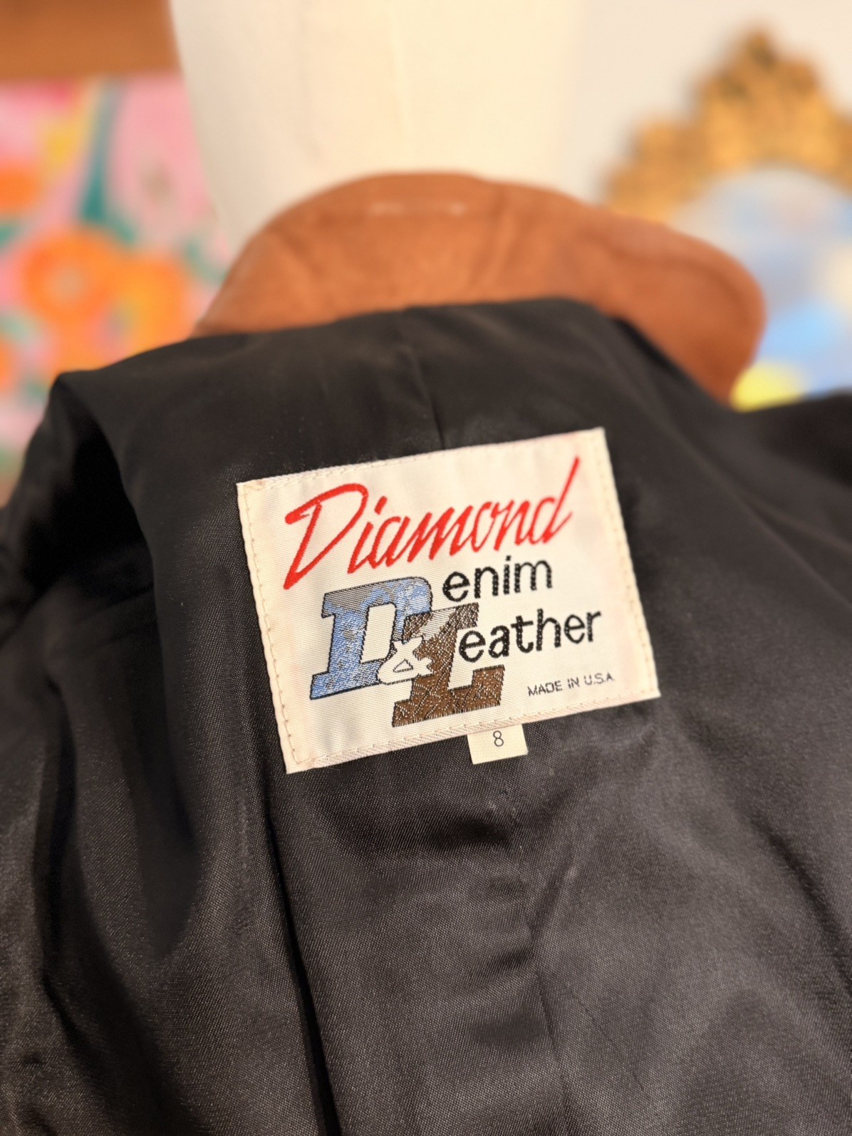 Vintage Diamond Denim & Leather Made In USA Western Fringe Jacket Size 8