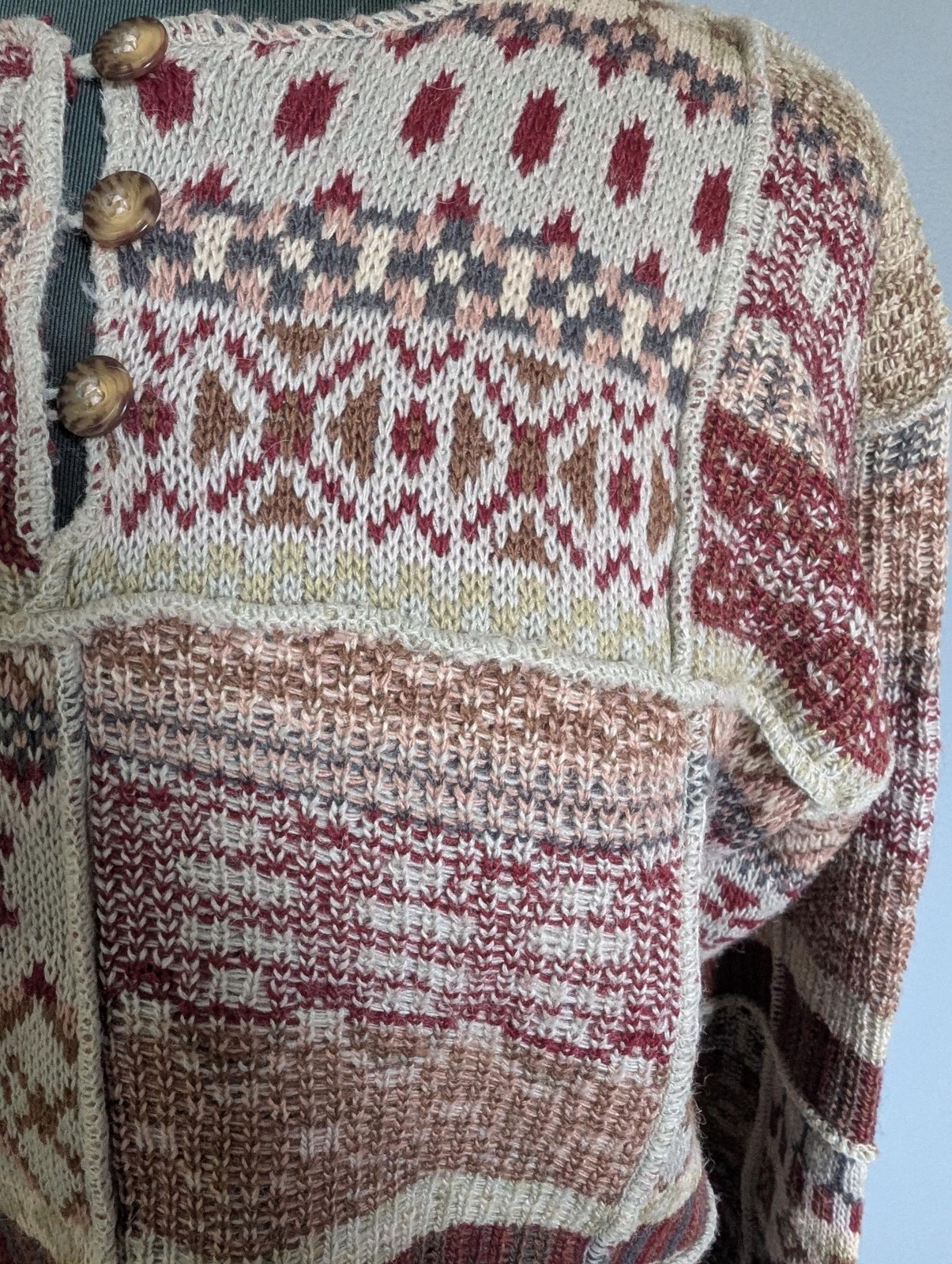 Vintage Patchwork Wool Blend Sweater