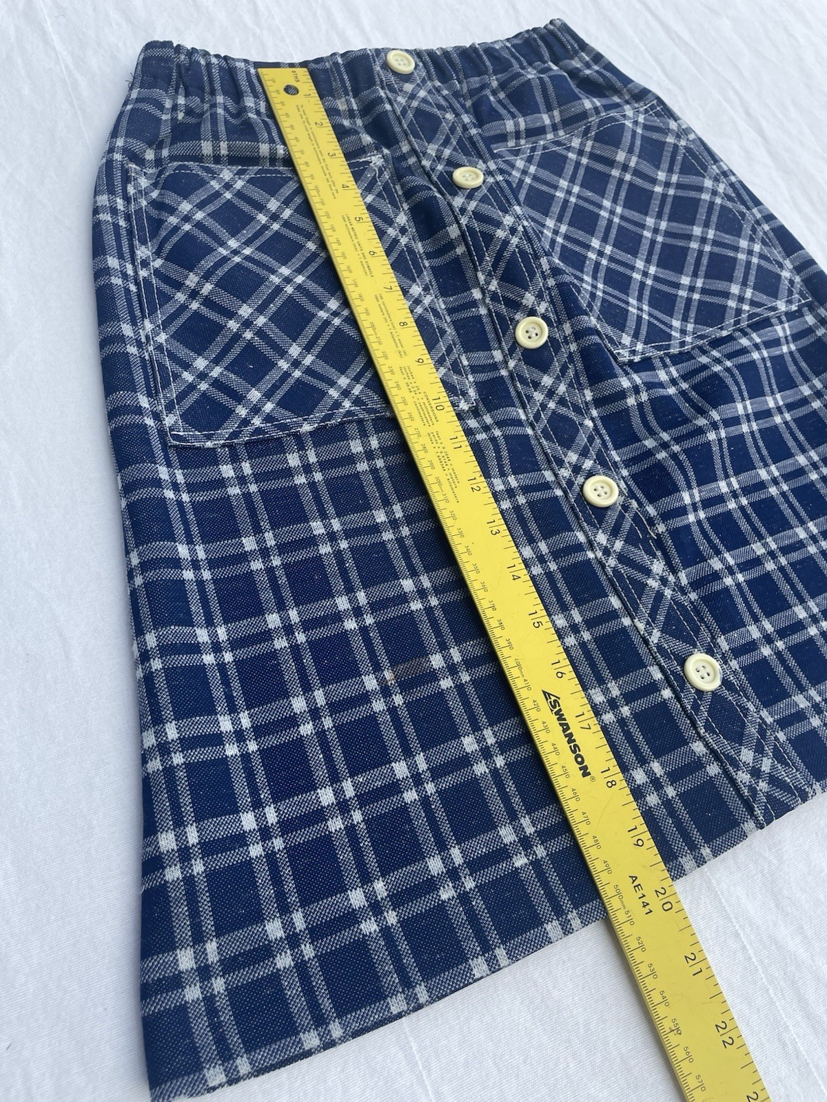 Vintage Blue White Preppy A line Midi Skirt 1960s Mod John Meyer Women’s 10