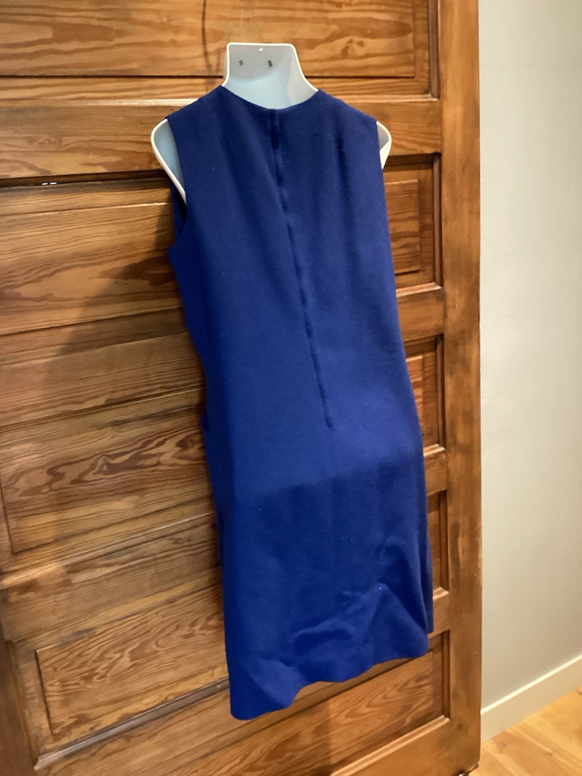 Vintage Majestic Blue Sleeveless Shift Dress Sz 18 Mod Gogo