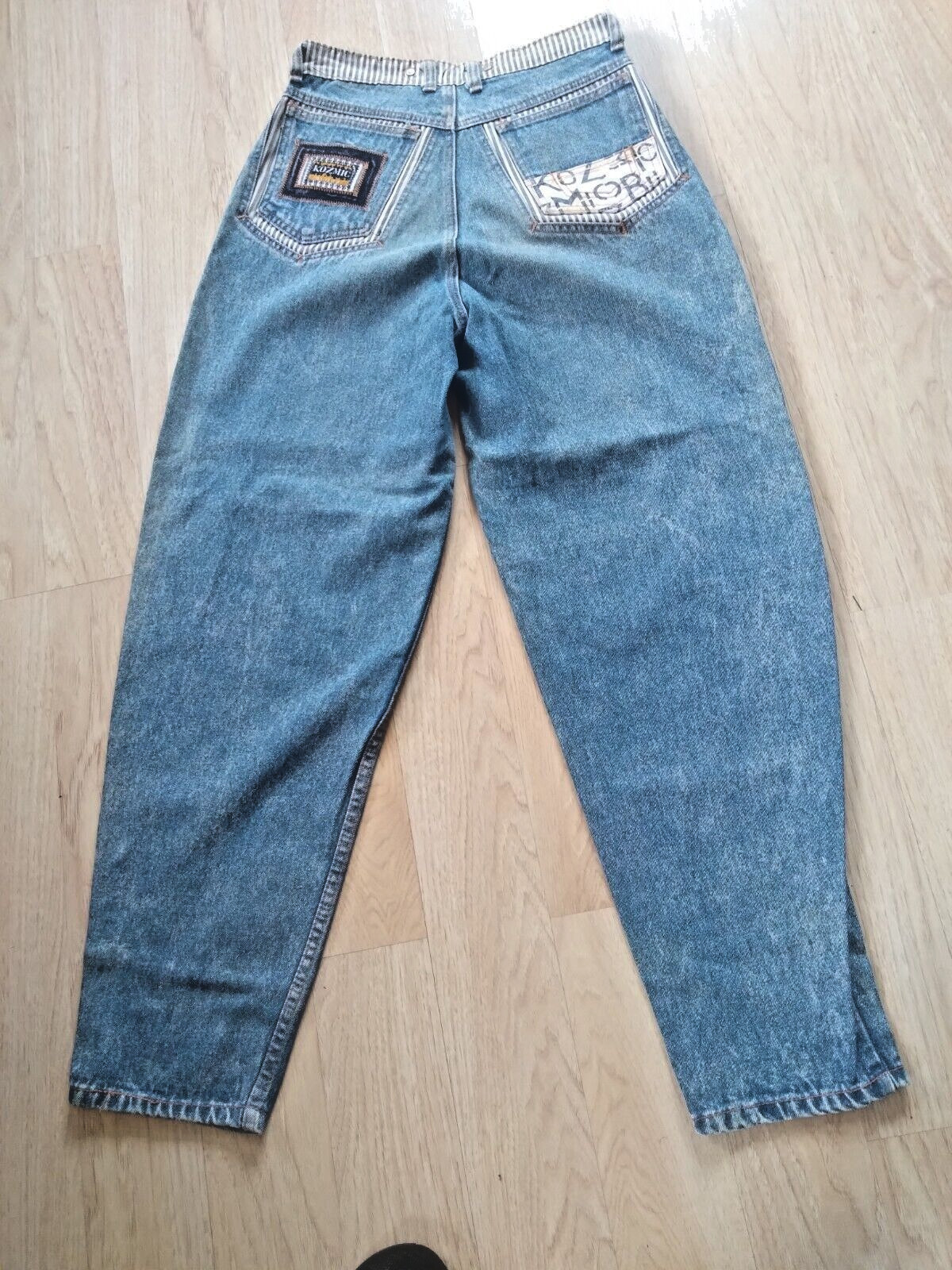 80s Vintage Kozmic Blues Acid Wash Patchwork Jeans 29 Small