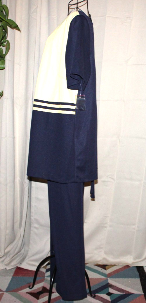 Vtg 90s Westside Clothing Co Nautical Pant Set Navy Yellow 4B Fits Modern 4X NWT