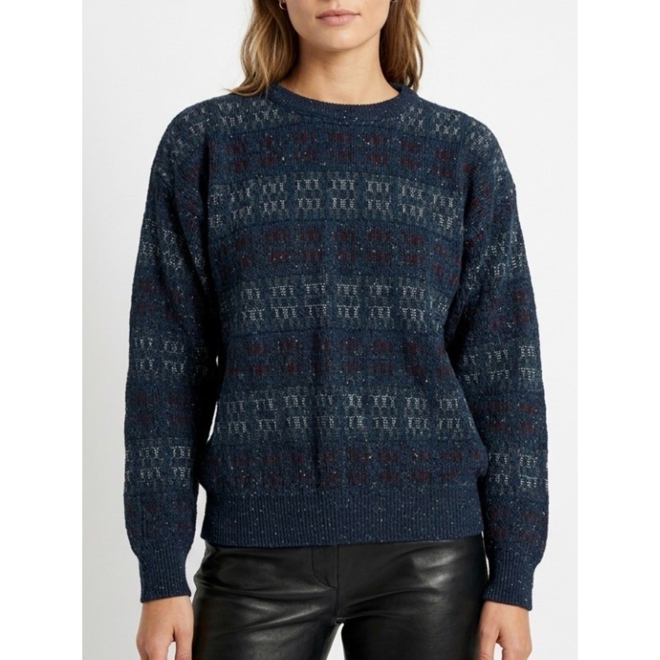 VTG 90s Textured Knit Sweater M Dark Academia Grunge Grandpa Core Pullover