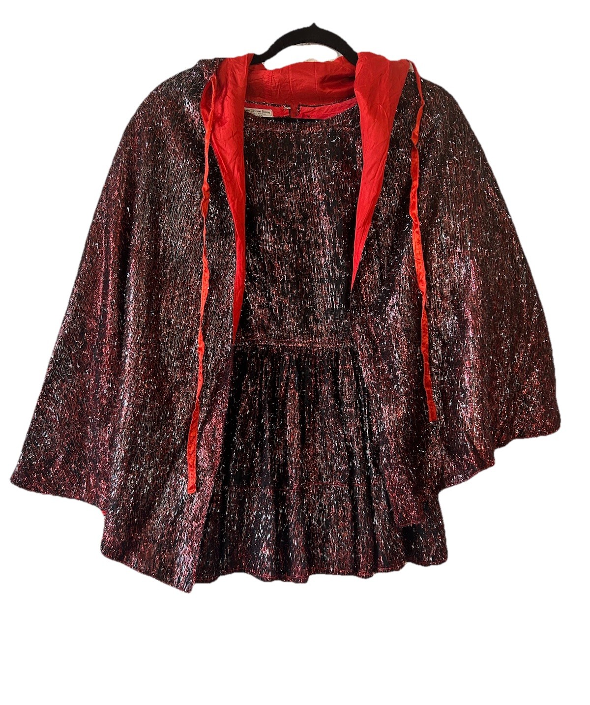 Vintage Williams Costume Metallic Mini Dress Cape Set XS/S Showgirl Burlesque
