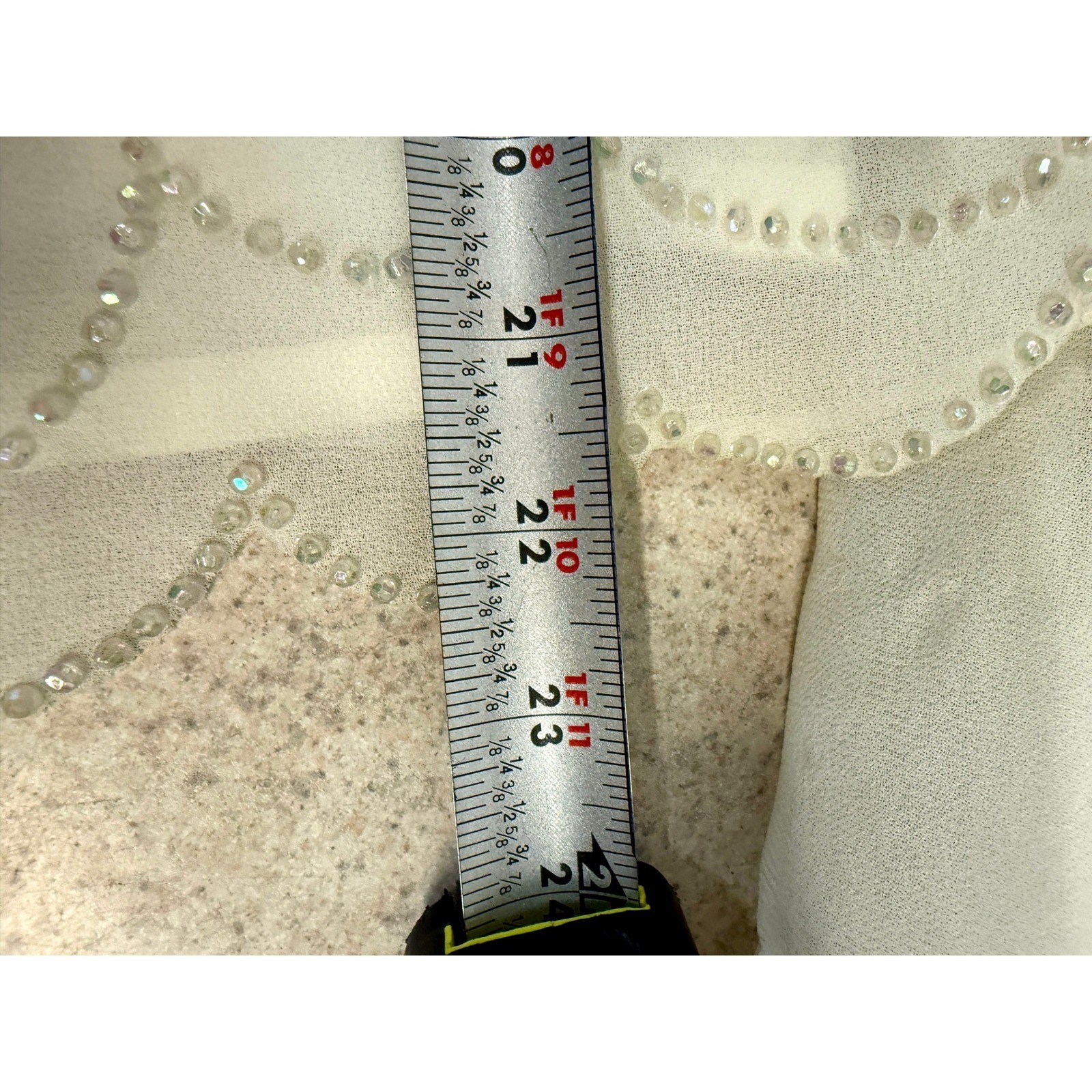 Y2K J.R. Nites Sheer Beaded Button Up Bell Sleeve Fairy Goth Boho Top Size 10