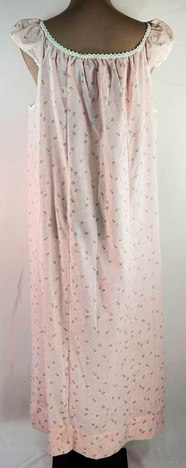Vintage Nightgown PINK Floral MEDIUM Long gown Cotton Blend NOS so PRETTY!