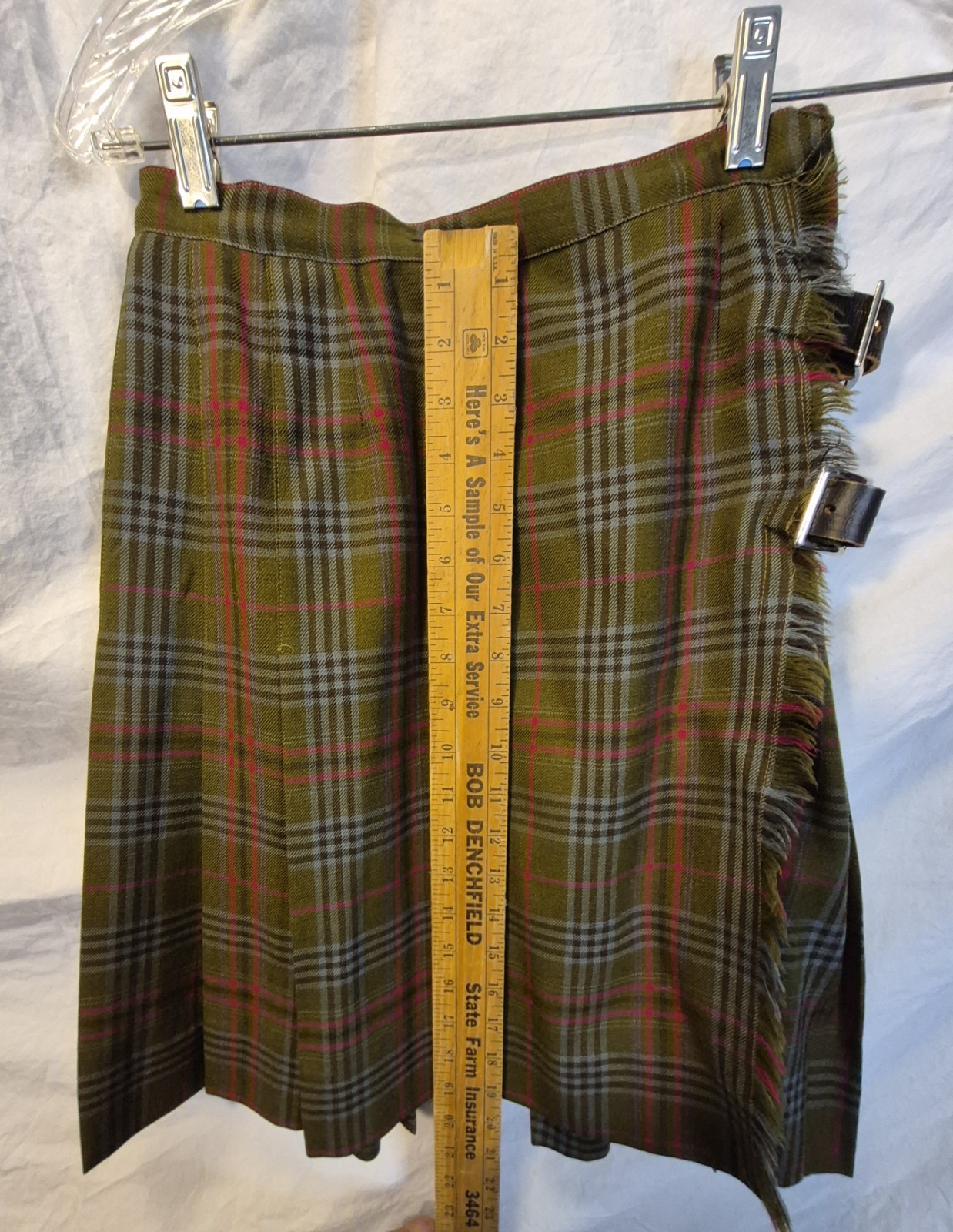 Florence Walsh Sweater And Skirt Green Plaid Vintage Small Medium