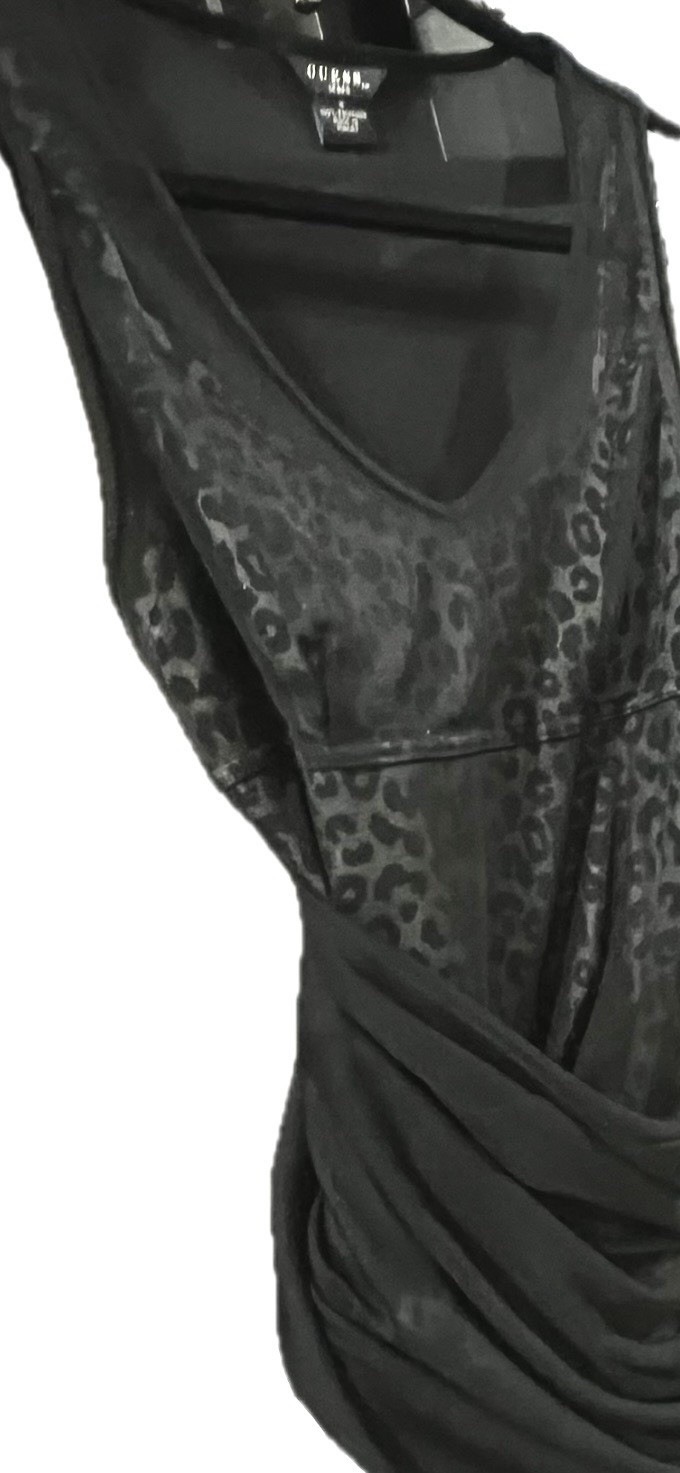 RARE Guess Vintage Y2K Black Sheer Leopard Mesh Slip Dress – Size: Small