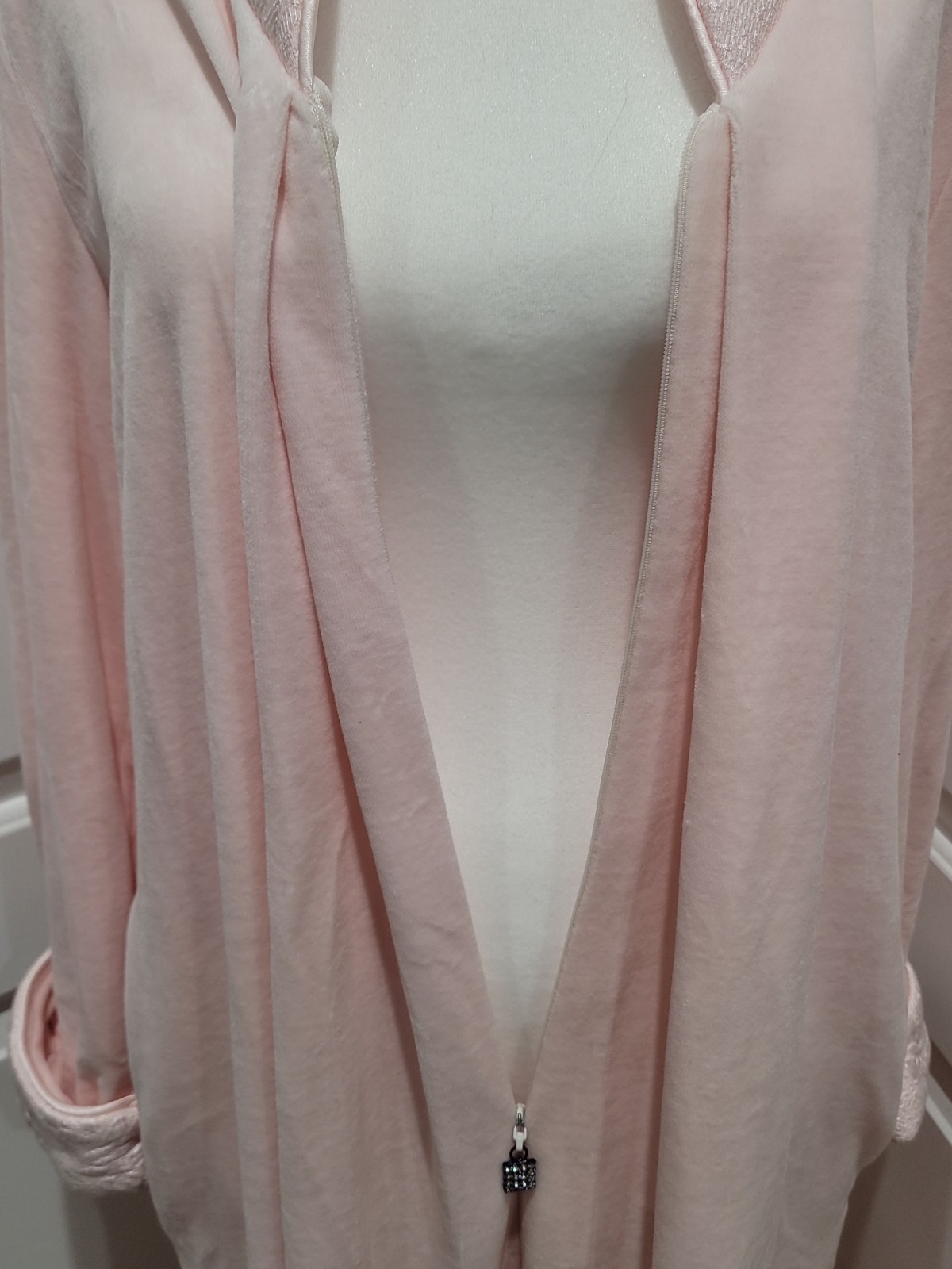 VTG Diamond Tea Women Size S Luxury Vtg Robe Nightgown Pink Velvet Zip