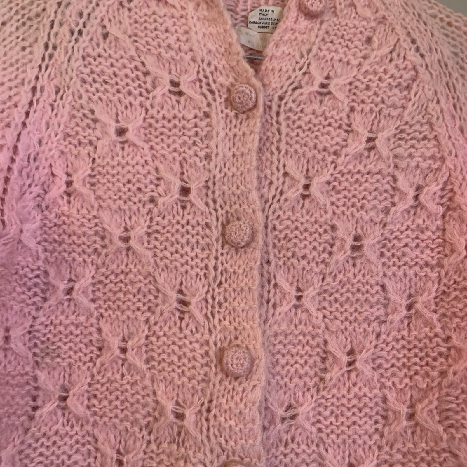 Vtg Carson Pirie Scott Made In Italy cardigan Sweater Wool Mohair Rare 40s Sz 38