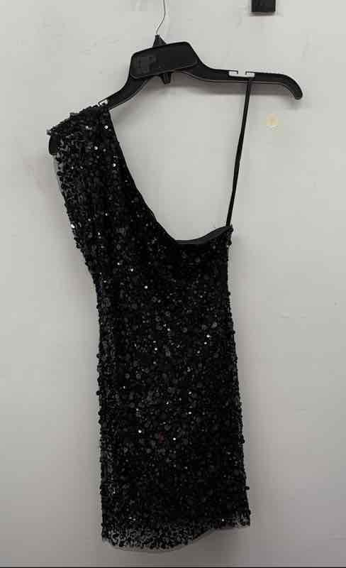 Vintage Y2K Arden B Women’s Black One Shoulder Sequin Mini Dress Sz XS