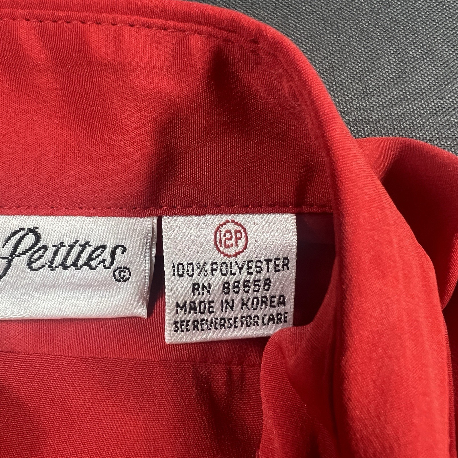 Vintage Yves St. Clair Petites 12P Red Pintuck Embroidered Blouse Shoulder Pads