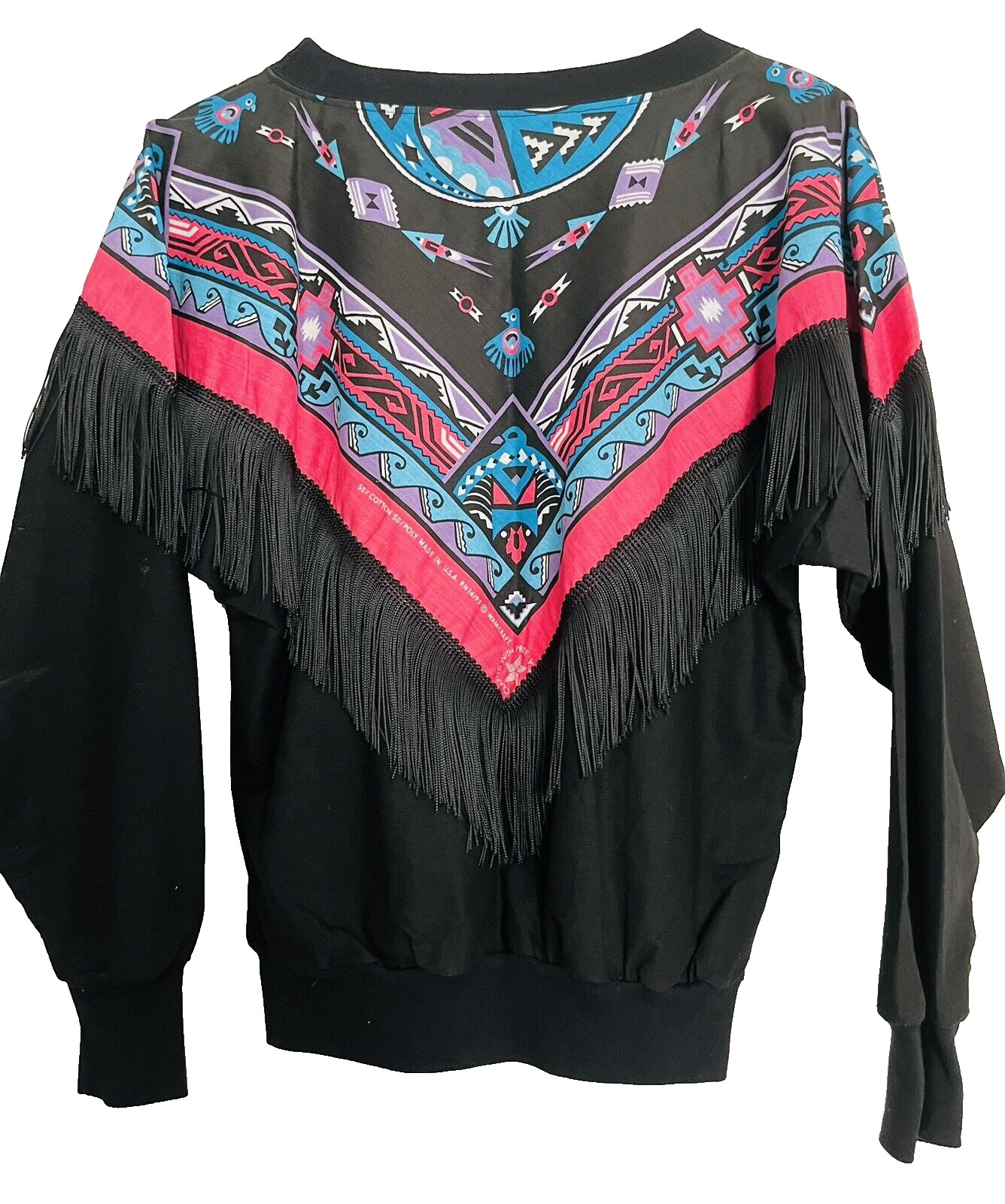 90’s Western Boho Festival Fringe Blouse Size S/M Western Cowgirl Aztec NWOT