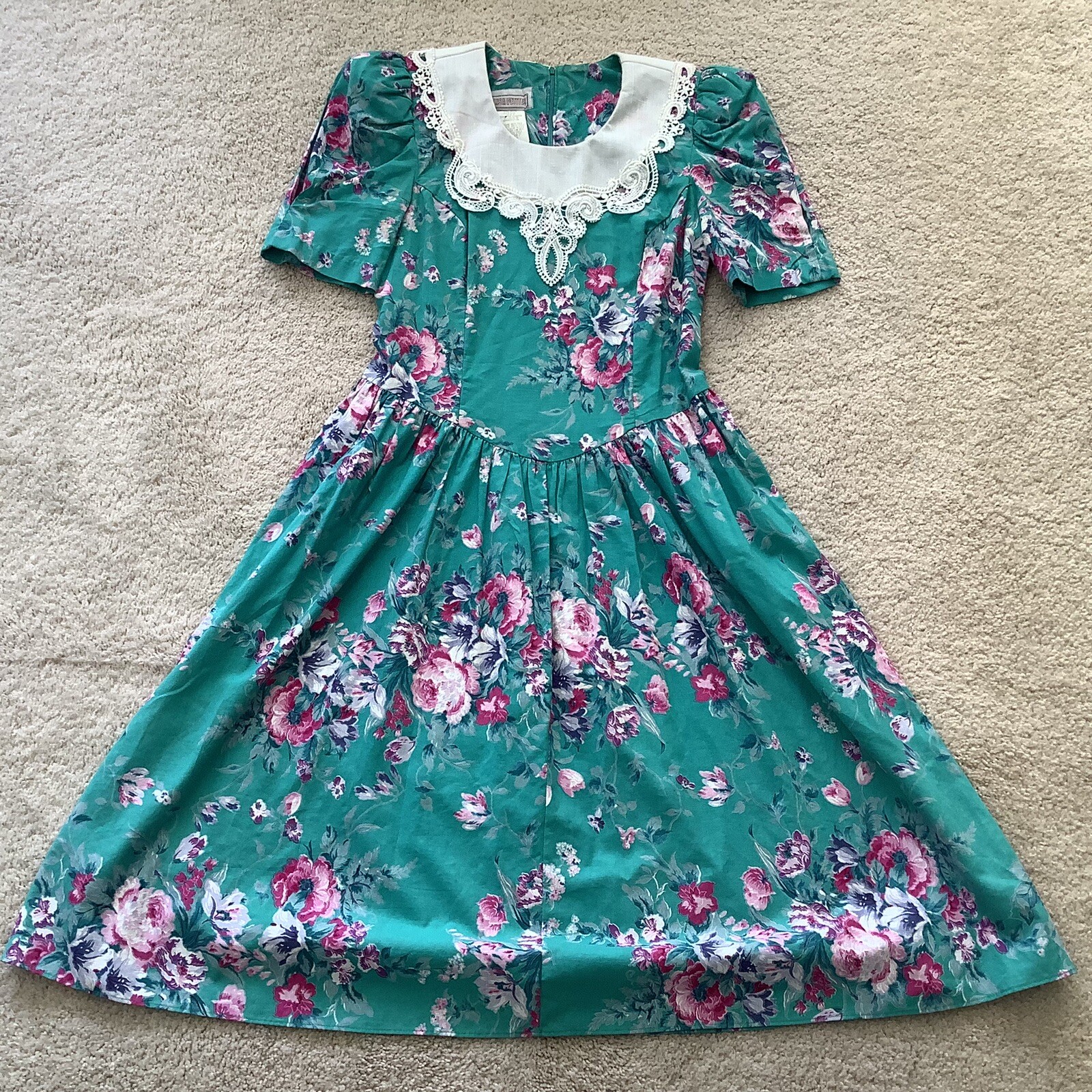 Lisa Petites Dress Women’s 6 Floral Zipper Back Vintage 1980’s Nice Clean