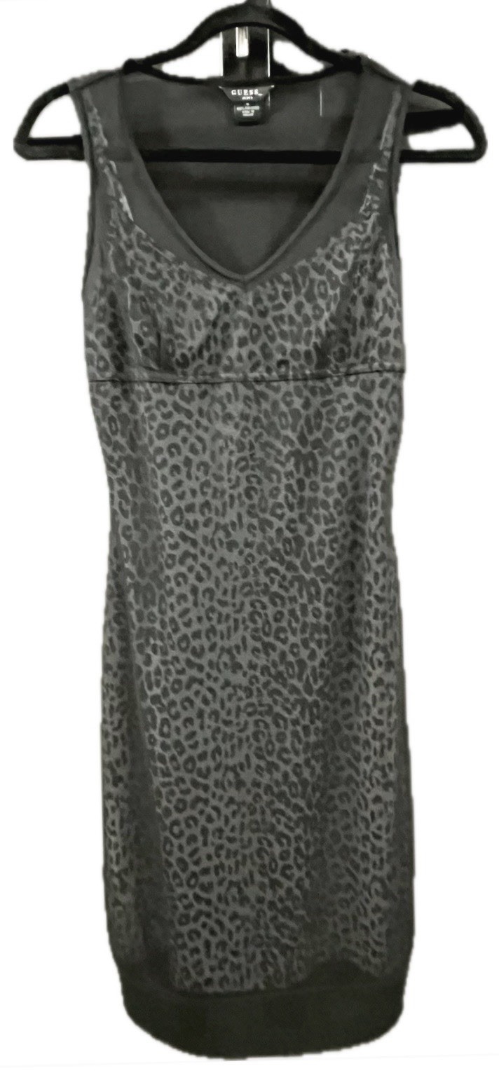 RARE Guess Vintage Y2K Black Sheer Leopard Mesh Slip Dress – Size: Small