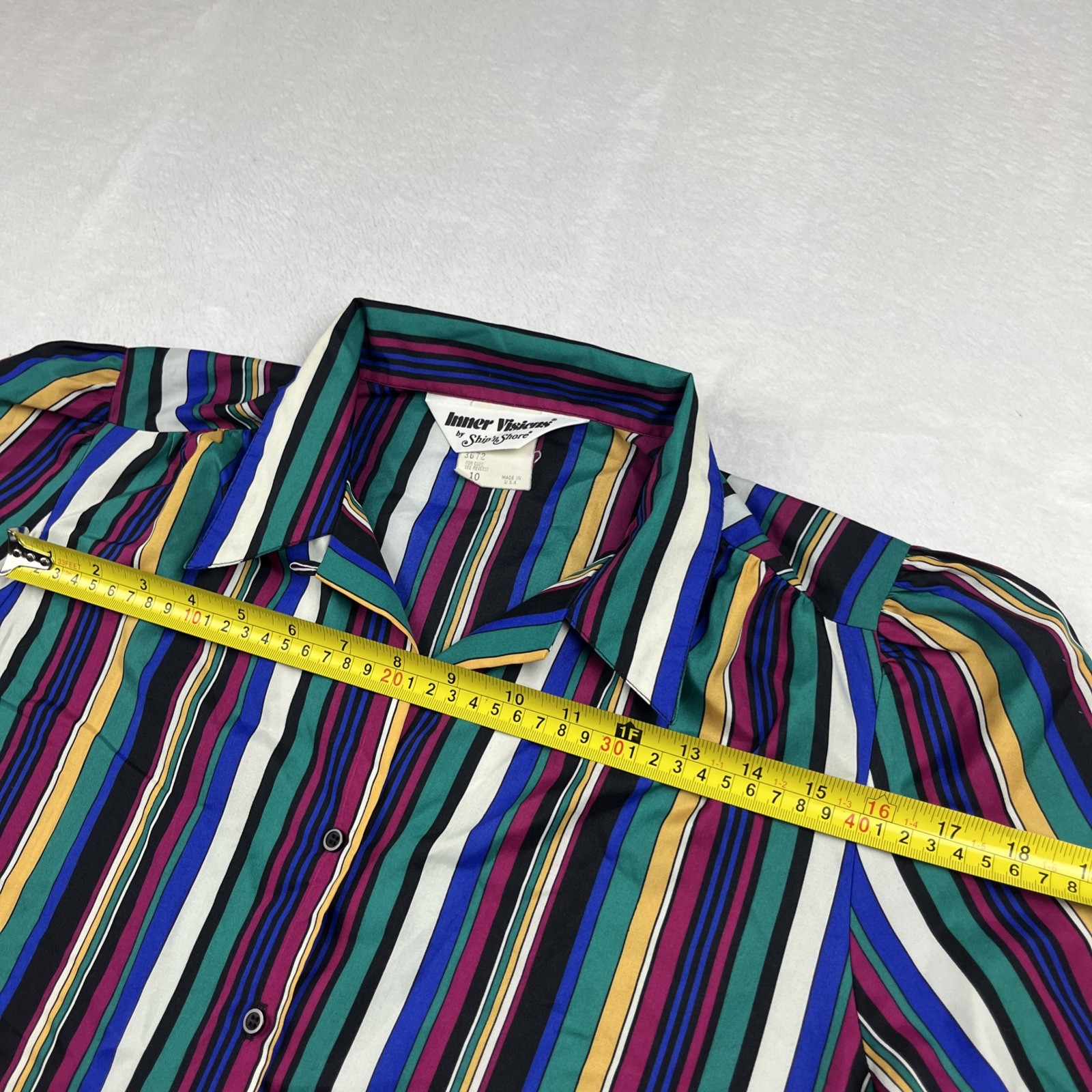 Vintage 70s Ship n Shore Striped Secretary Womens Size 10 Long Sleeve