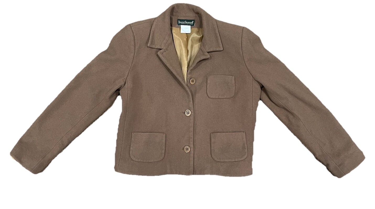 Vintage HARVE BENARD Womens Jacket Wool Cashemere Button Up Boxy Cropped Sz:Xs
