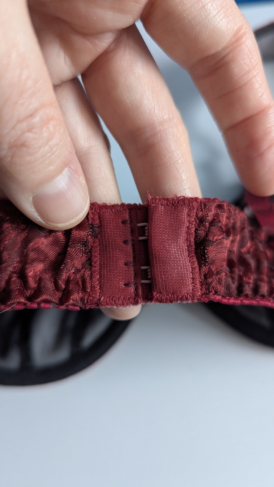 Vtg 1990s Second Skin Scalloped Bra 34B Wine Burgundy Vintage Floral Brocade