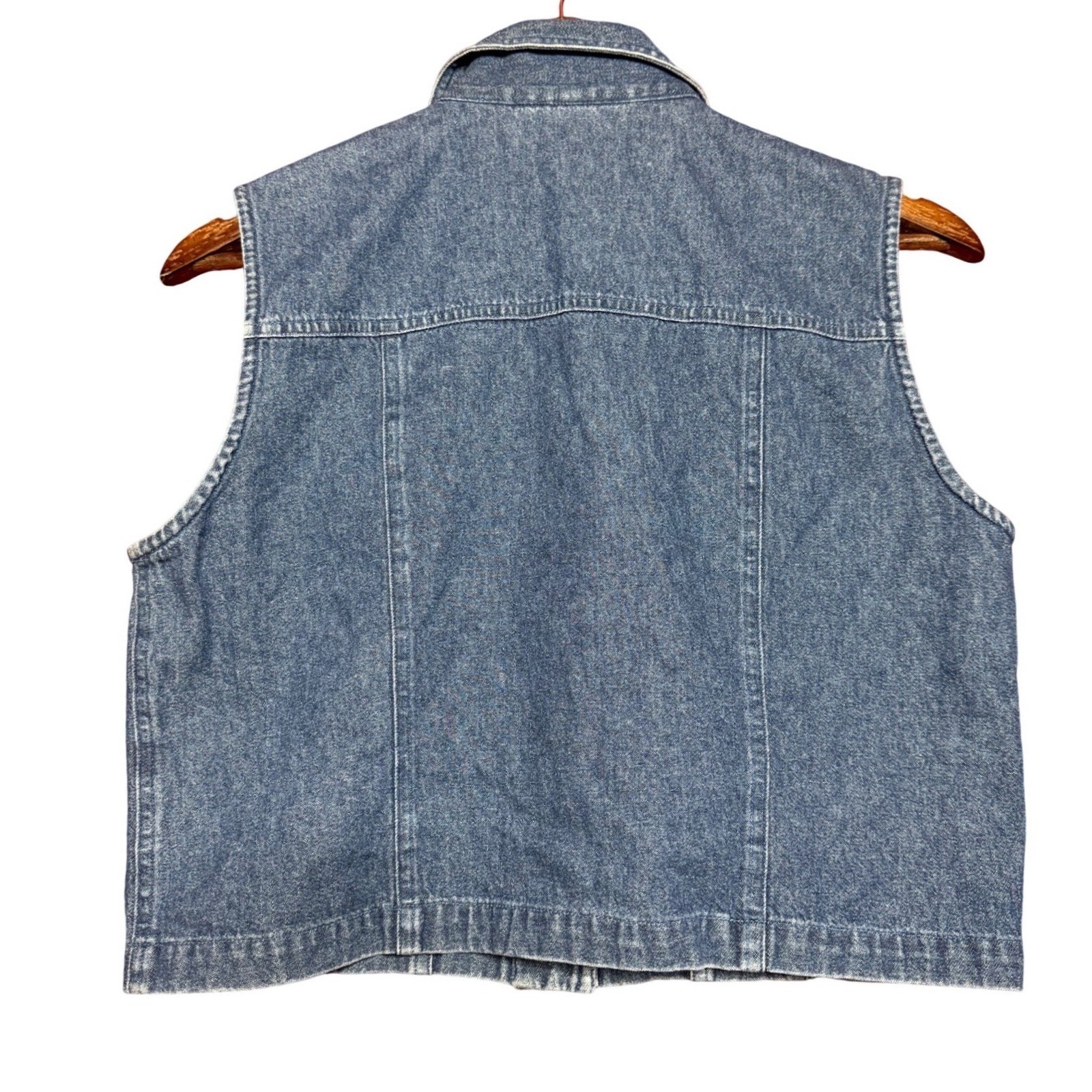 Vintage Stonebridge Petites Women Small Patriotic Blue Denim Vest Americana
