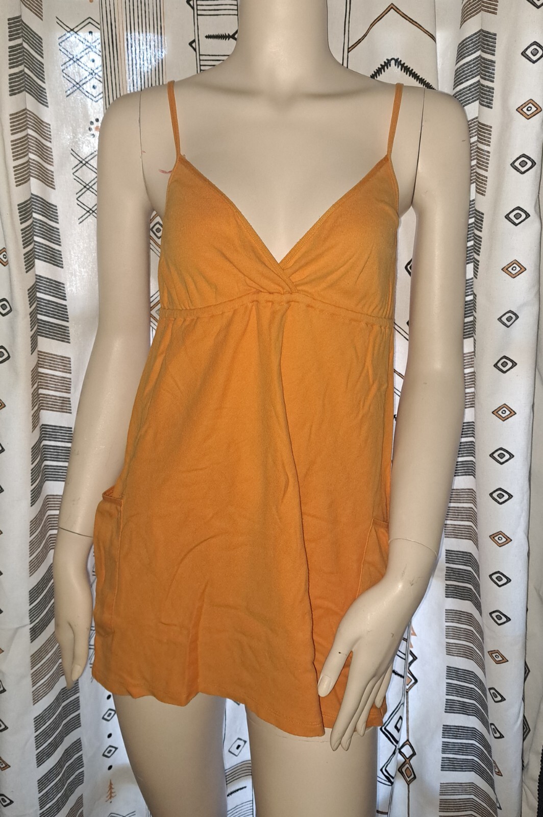 Vtg Victoria’s Secret Tee Shop Cotton Babydoll Top Orange Medium 90s Pockets