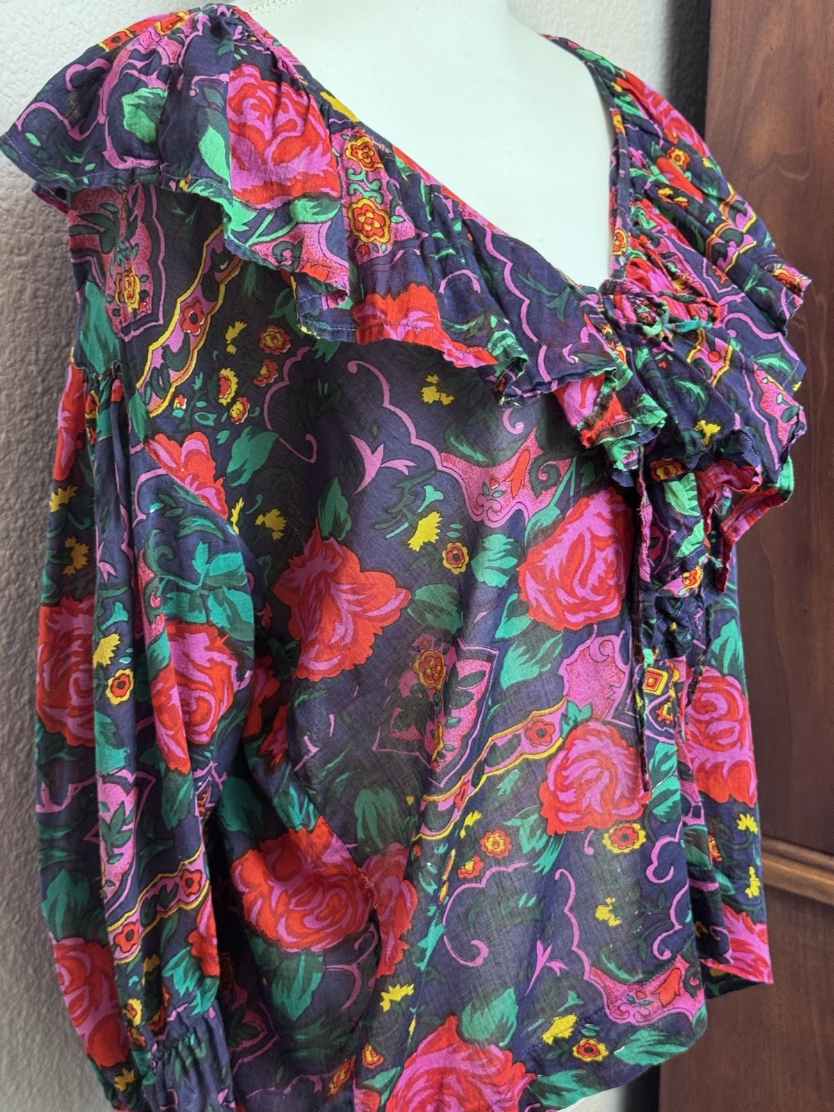 Vintage Speed Limit MPH Women’s SZ M Ruffle Blouse Floral Y2K Boho 90s