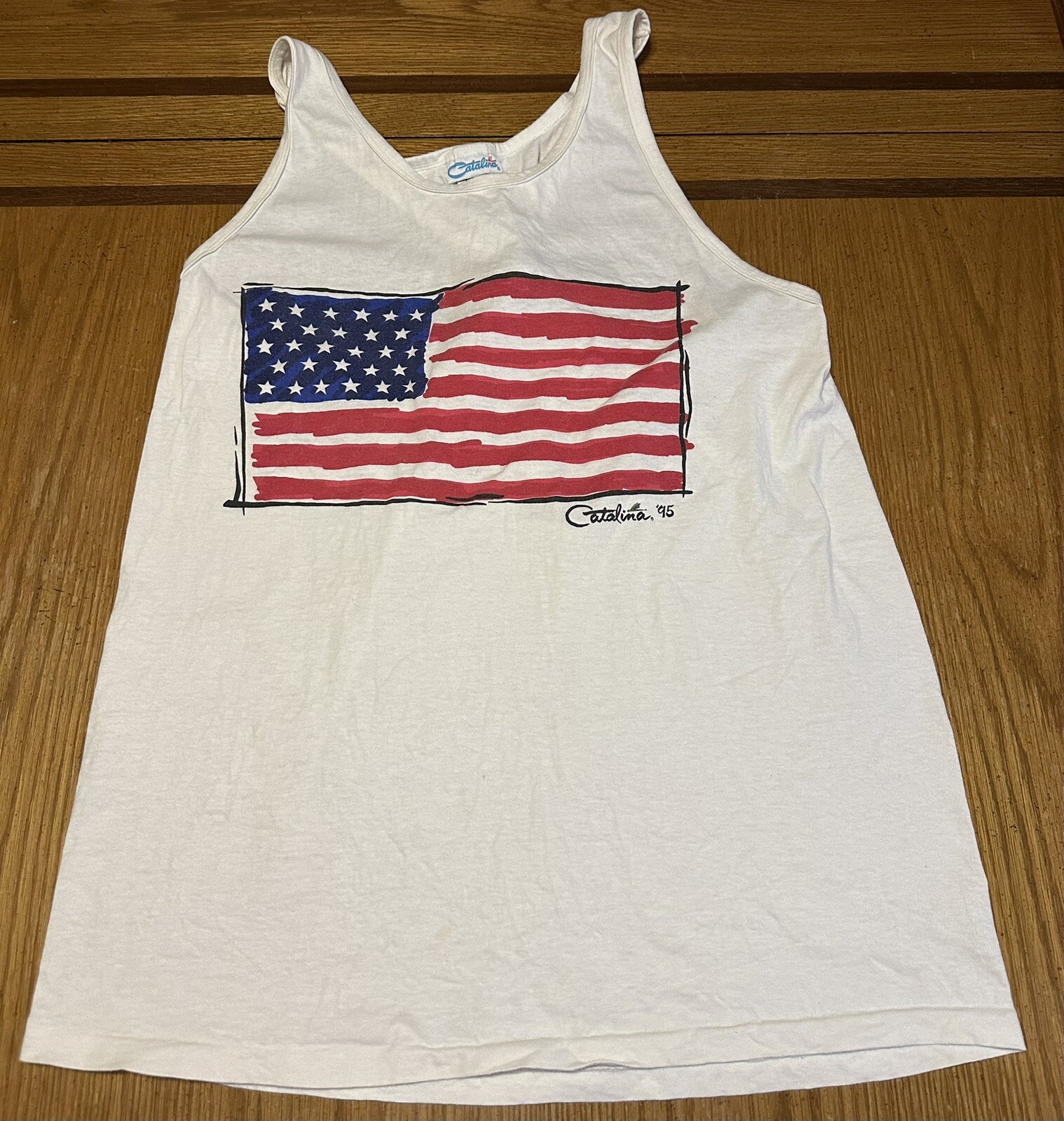 Vintage 95 Graphic American Flag Catalina Racerback Tank Top One Size Beach Pool